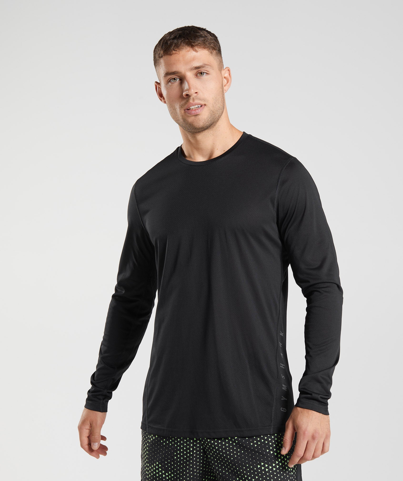 Black / Black Men's Gymshark Sport Long Sleeve T Shirts | BEFGKO-498