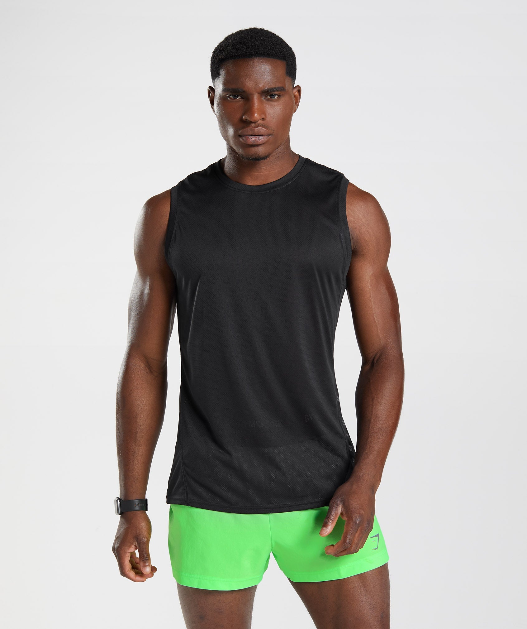 Black / Black Men's Gymshark Sport Tanks | AGDLSE-348