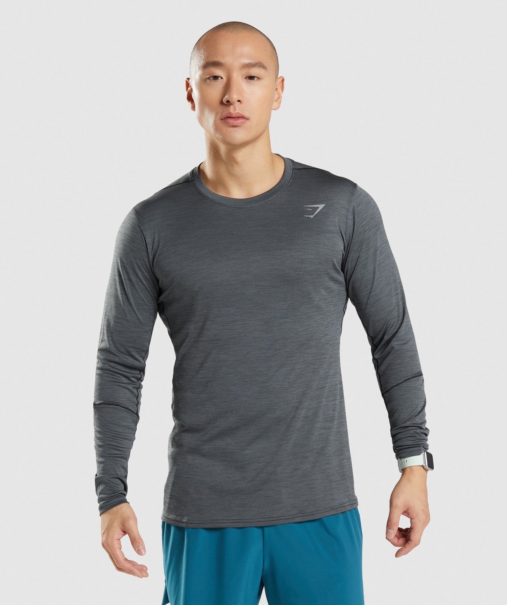 Black / Grey Men's Gymshark Speed Long Sleeve T Shirts | IDPEMX-627