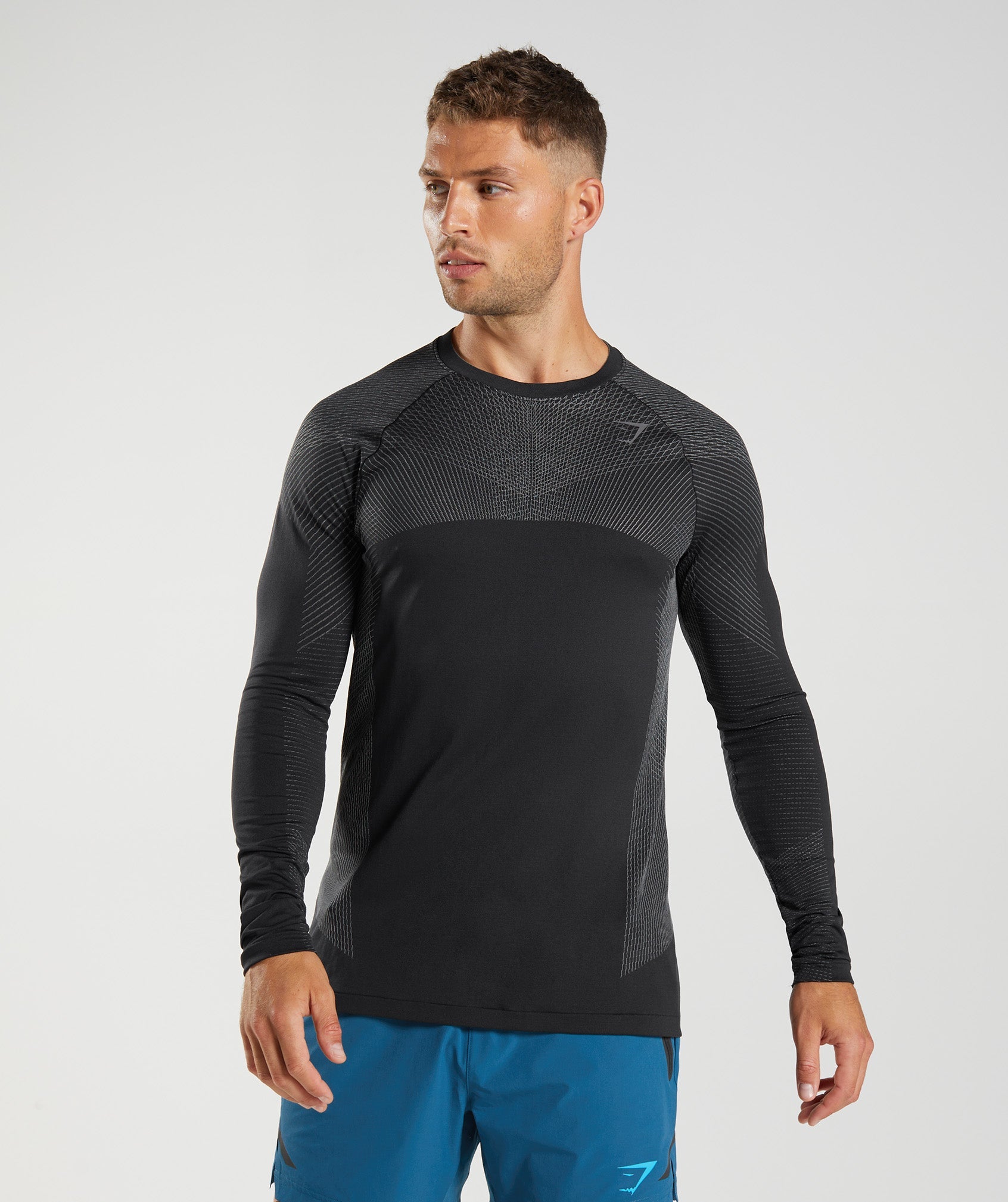 Black Men's Gymshark Apex Seamless Long Sleeve T Shirts | OHPRCW-079