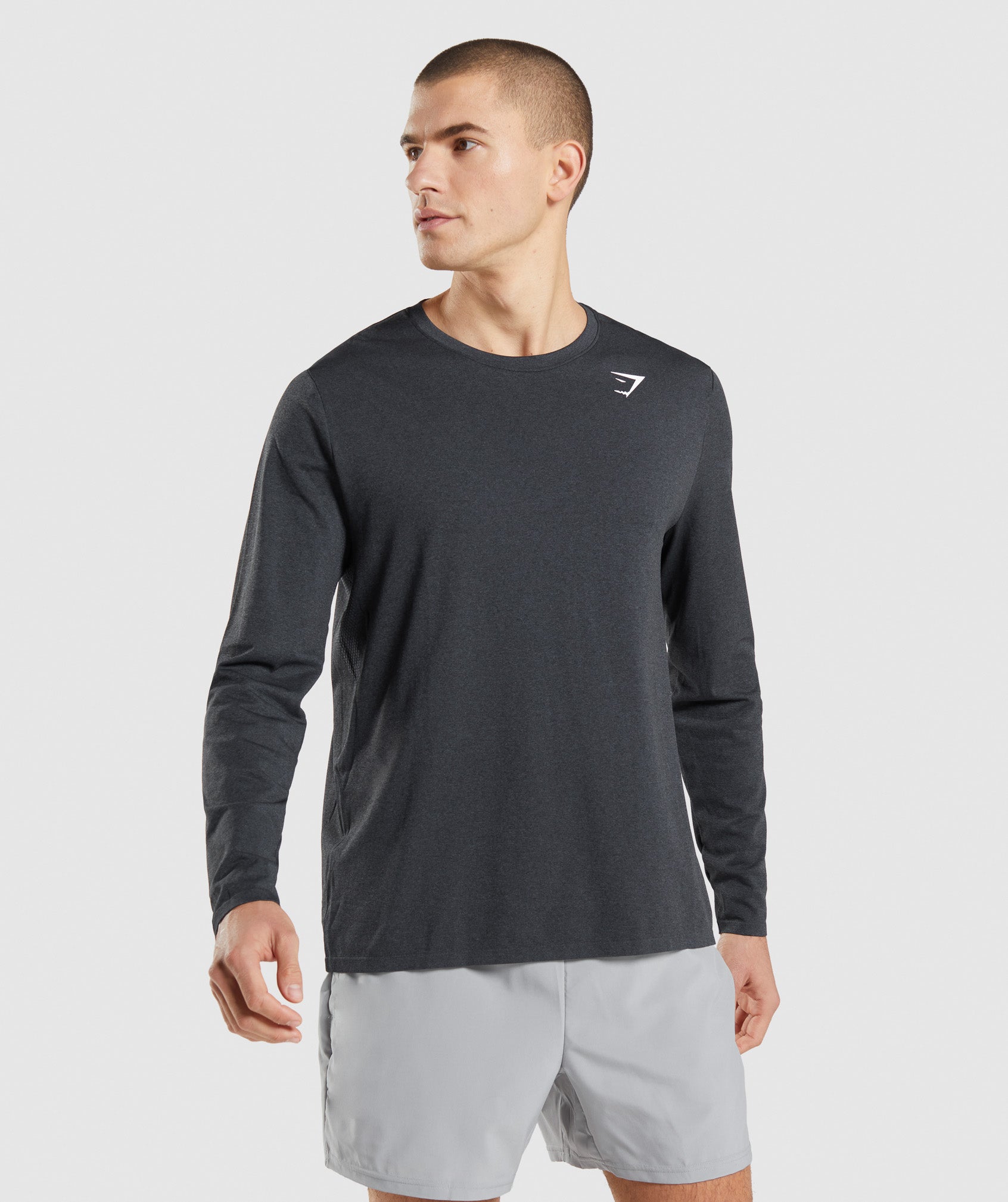 Black Men's Gymshark Arrival Seamless Long Sleeve T Shirts | RPACIO-539