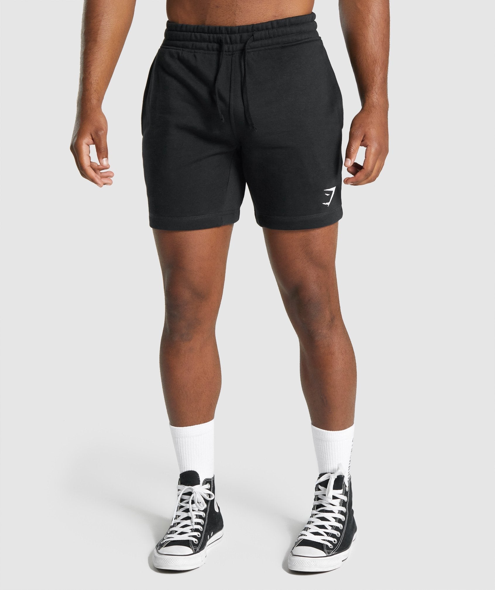 Black Men's Gymshark Crest Shorts | QYDCEG-137