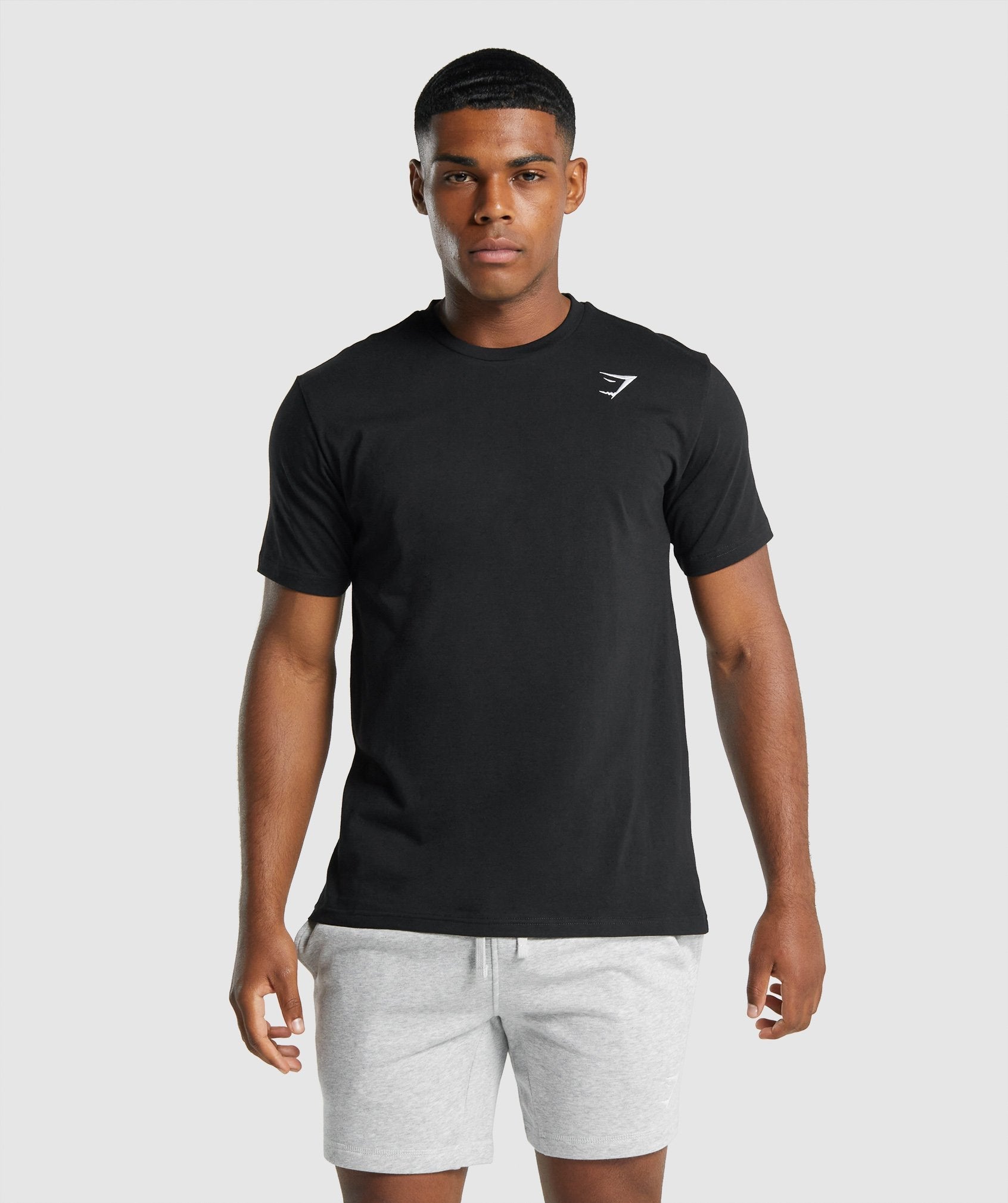 Black Men's Gymshark Crest T Shirts | CZSXPR-402