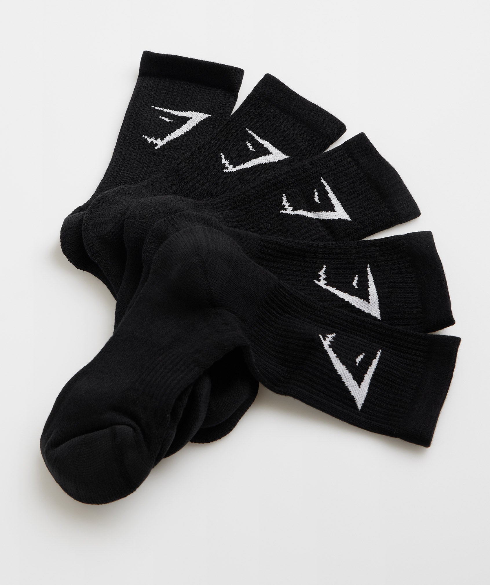 Black Men's Gymshark Crew 5pk Socks | NKDUQW-945