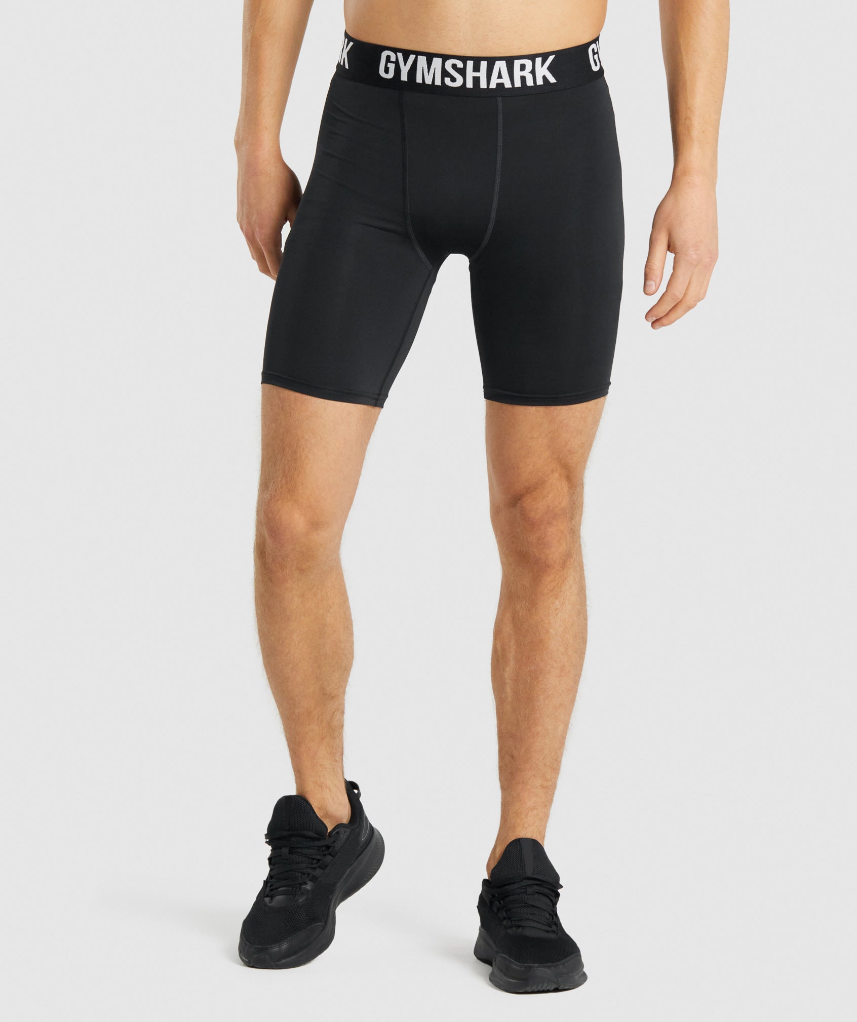 Black Men's Gymshark Element Baselayer Shorts | DHSJOP-410