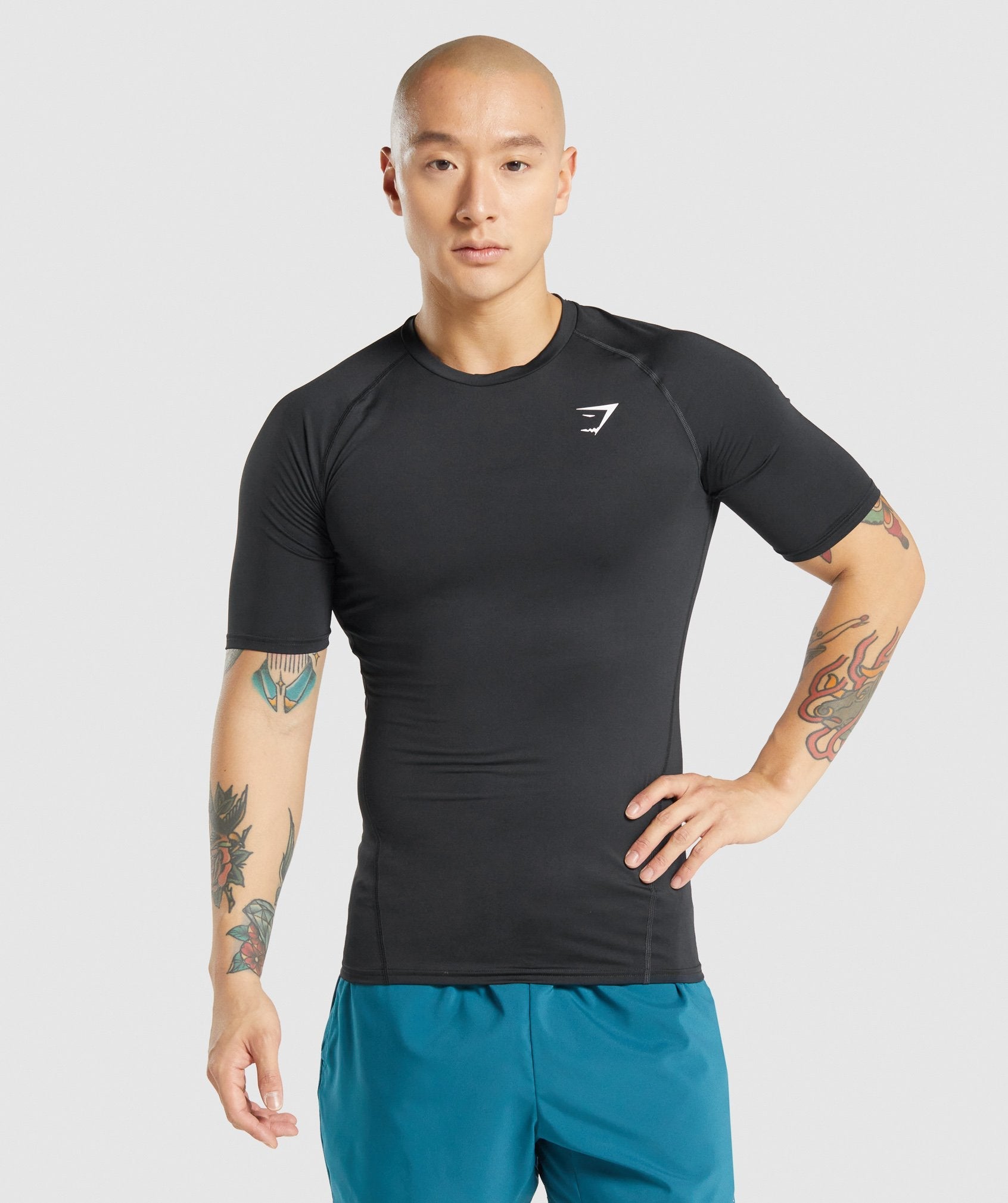 Black Men's Gymshark Element Baselayer T Shirts | BUEWFI-405