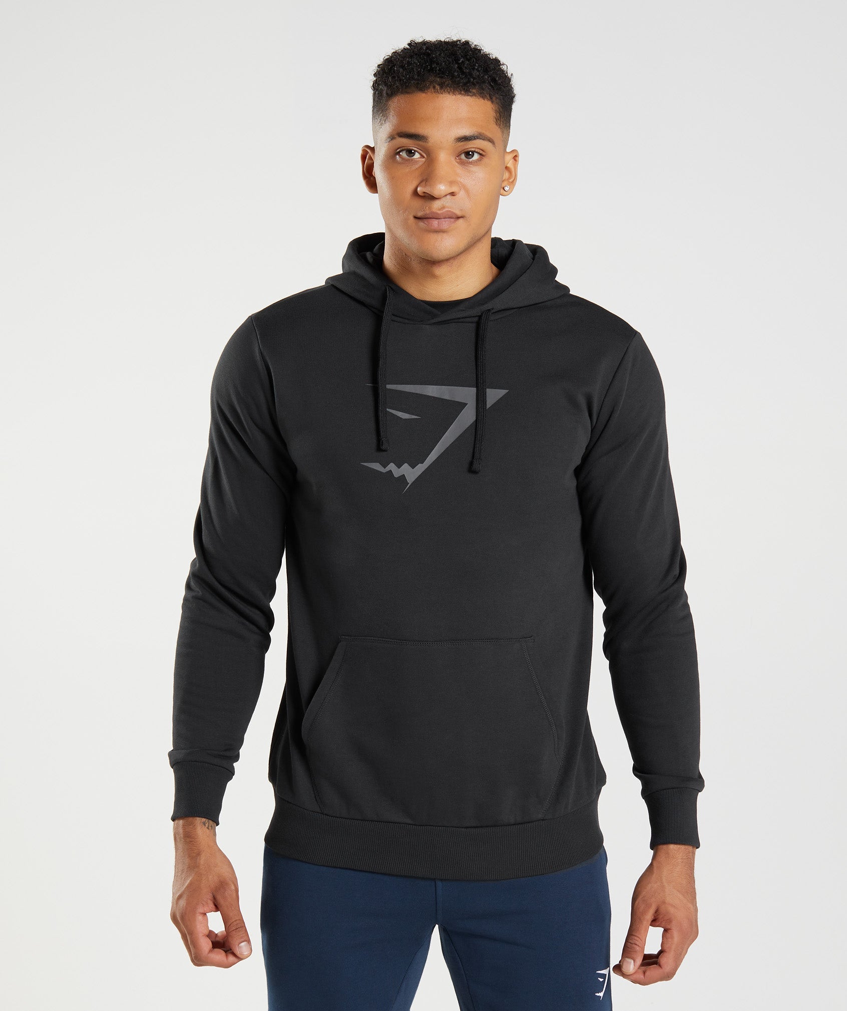 Black Men's Gymshark Sharkhead Infill Hoodie | DQOUYH-408