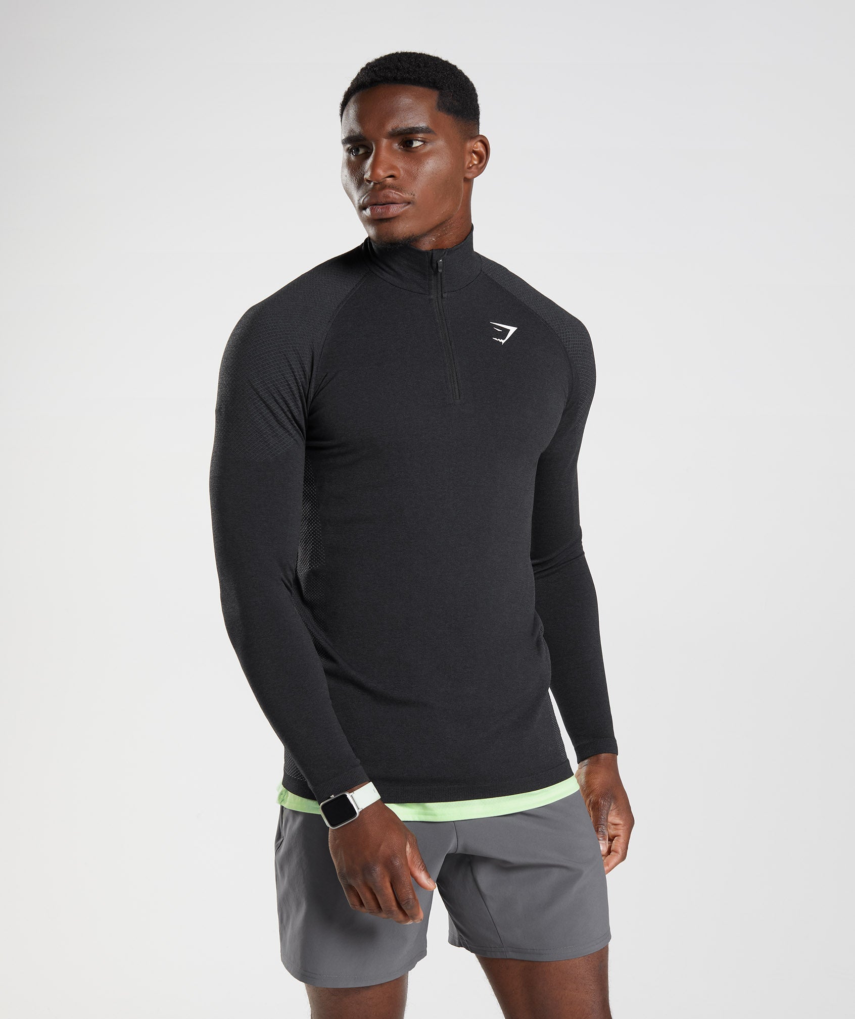 Black Men's Gymshark Vital 1/4 Zip Tops | UHLERX-103