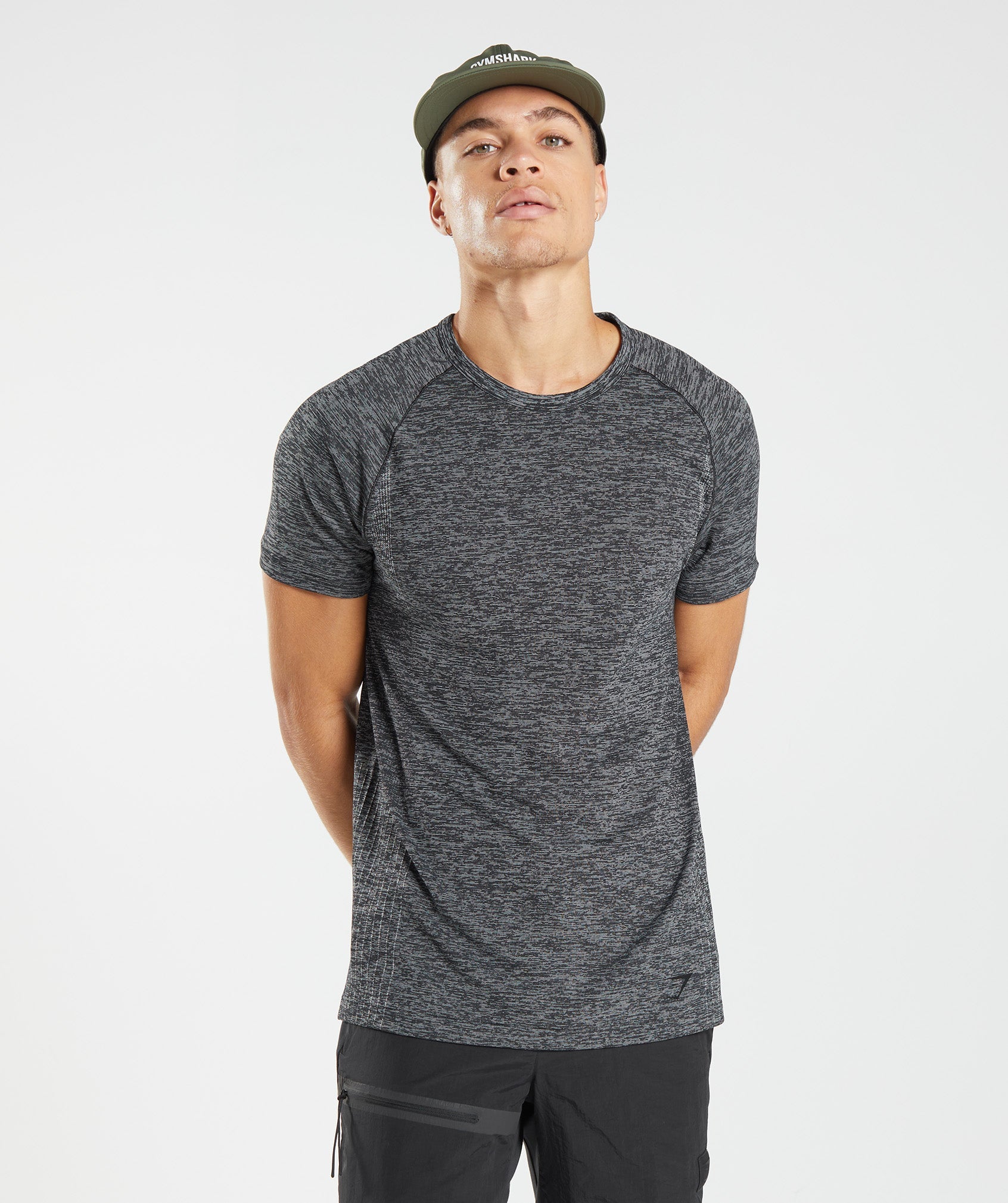 Black / White Men's Gymshark Retake Seamless T Shirts | YGILDZ-089