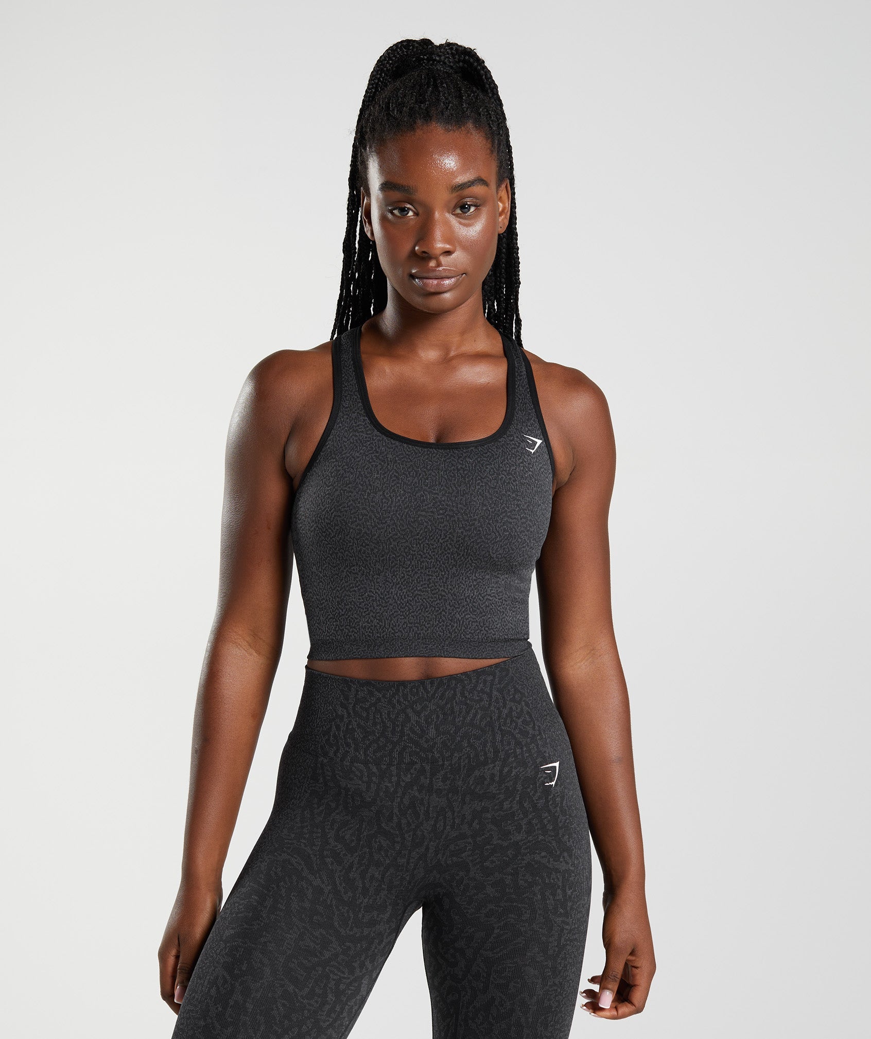 Black Women's Gymshark Adapt Animal Seamless Crop Tanks | DLZNMX-894