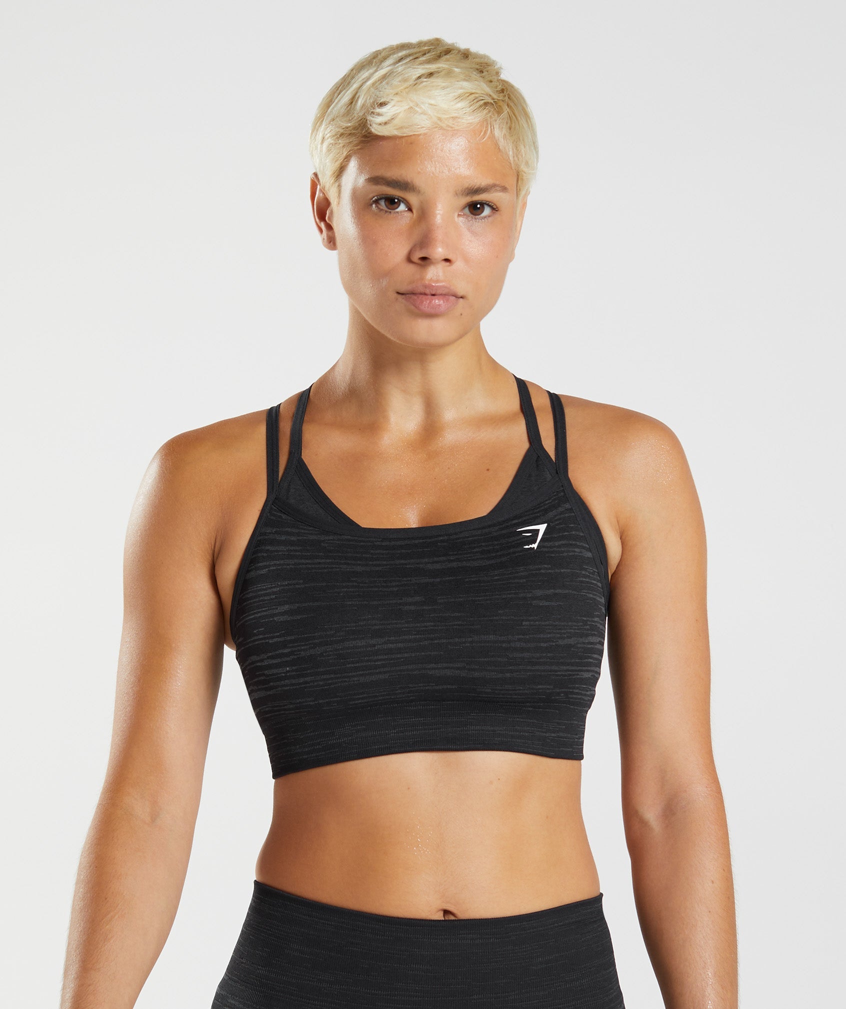 Black Women's Gymshark Adapt Marl Seamless Sports Bra | AYRFNW-381