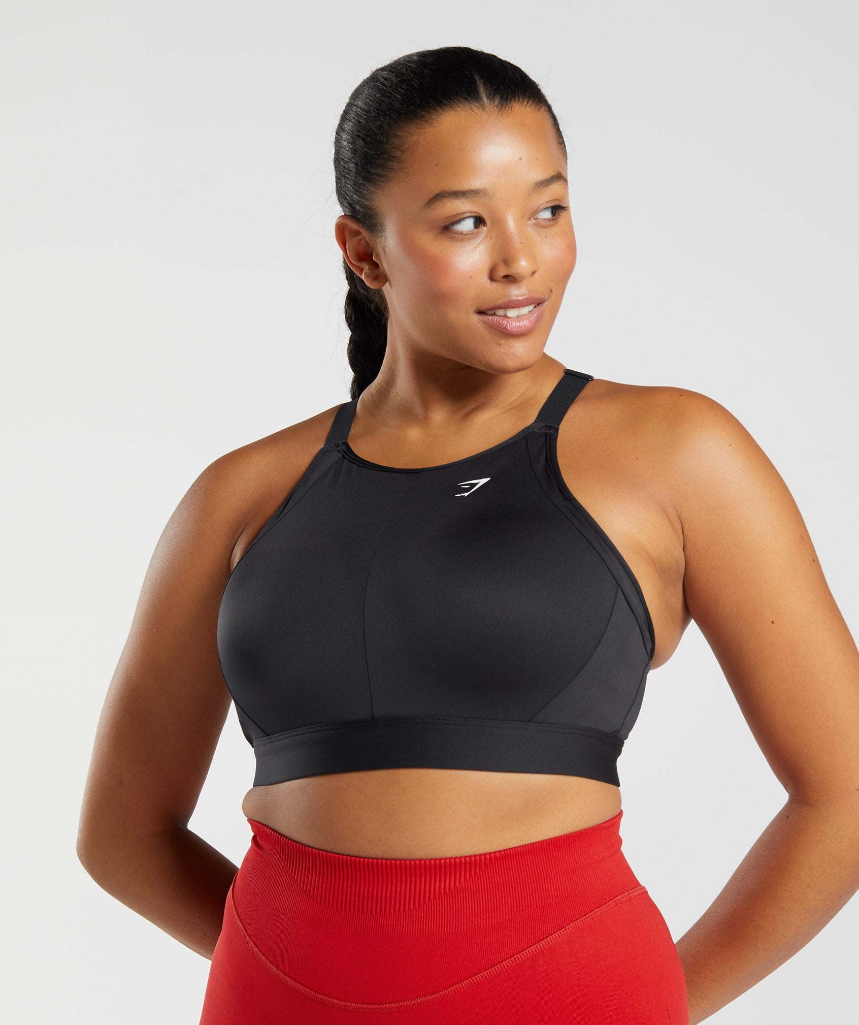 Black Women's Gymshark High Neck High Support Sports Bra | FRVALB-058