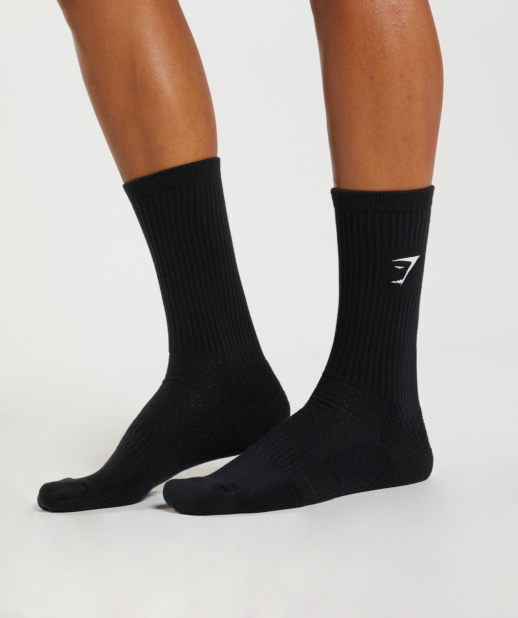 Black Women's Gymshark Premium Sharkhead Crew Single Socks | GIDPXJ-435