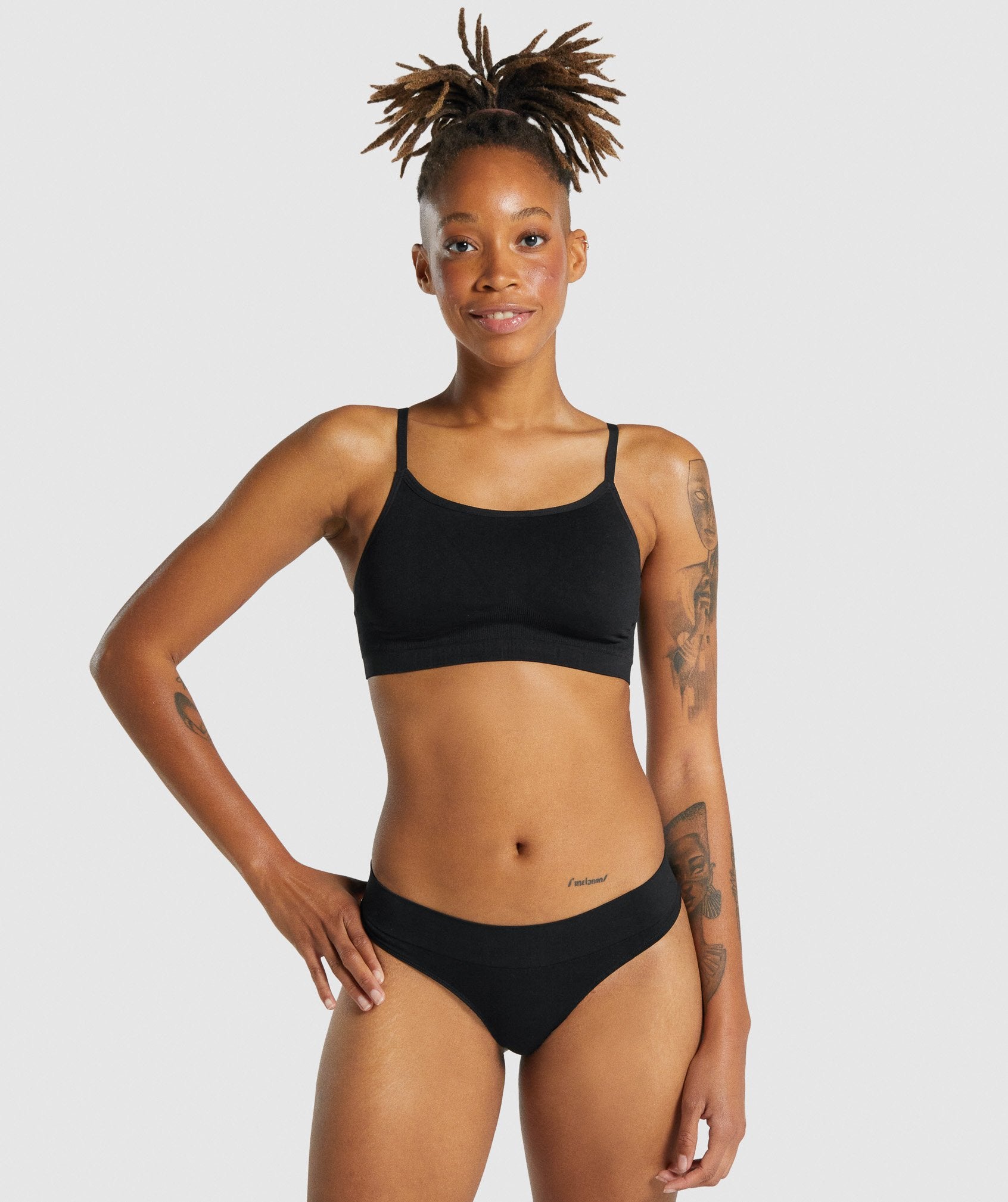 Black Women's Gymshark Seamless Scoop Neck Underwear | ZBTKAU-123