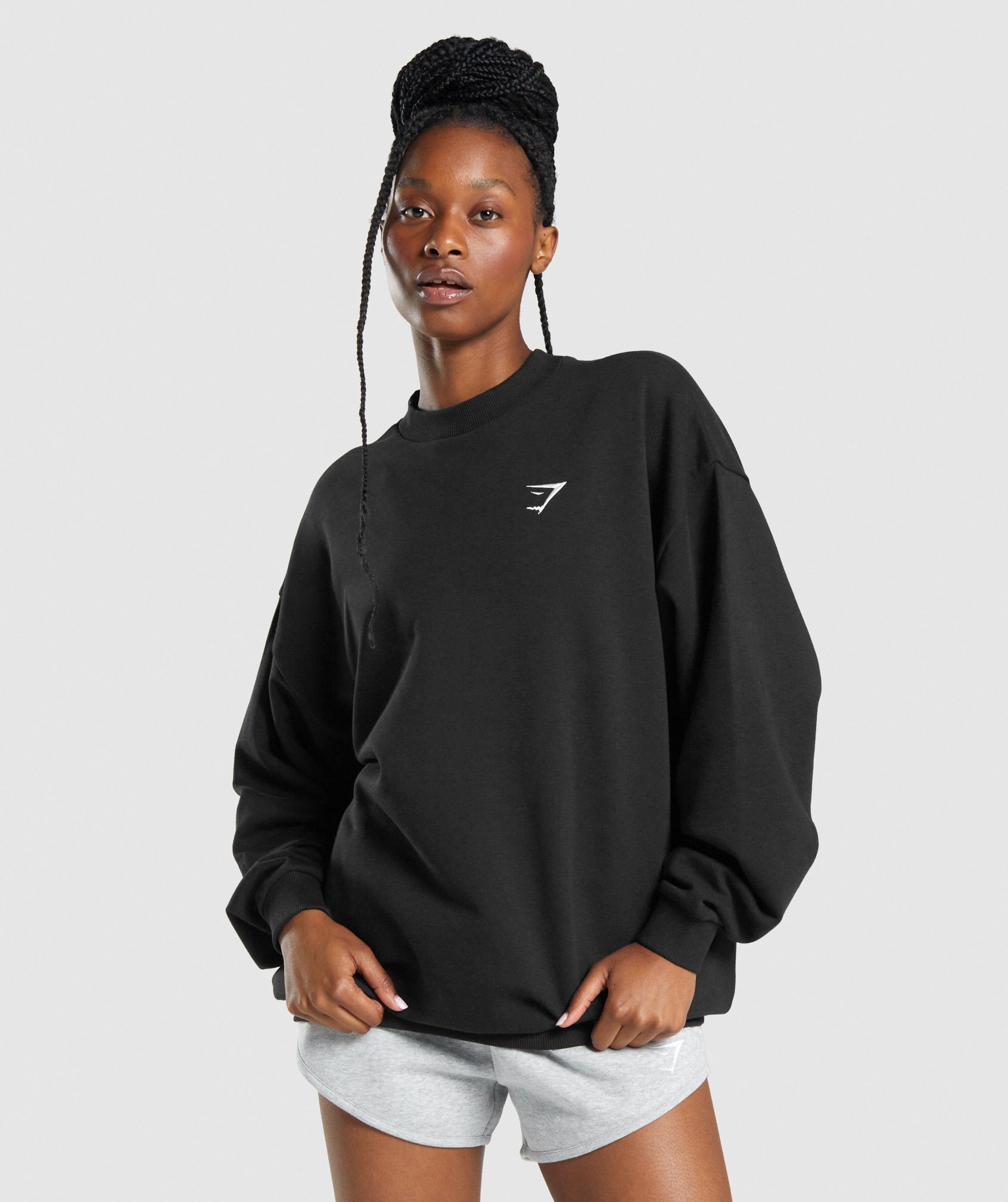 Black Women's Gymshark Training Oversized Sweatshirts | JLMFHD-250