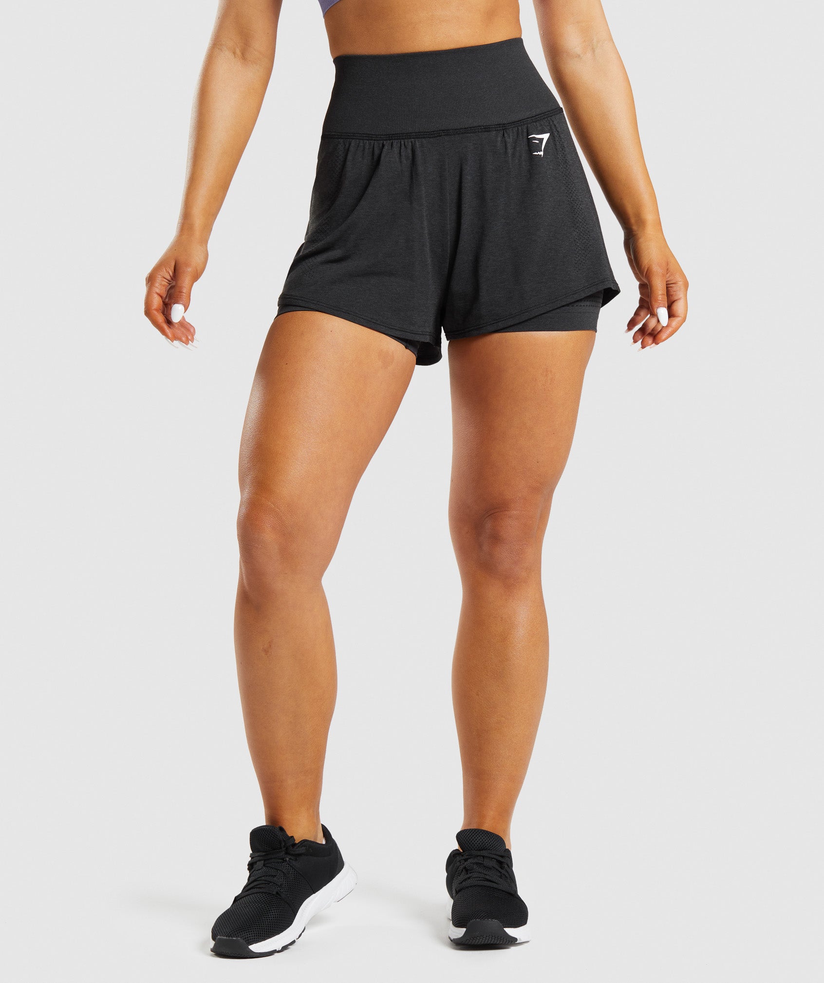 Black Women's Gymshark Vital Seamless 2.0 2-in-1 Shorts | FNKURH-157