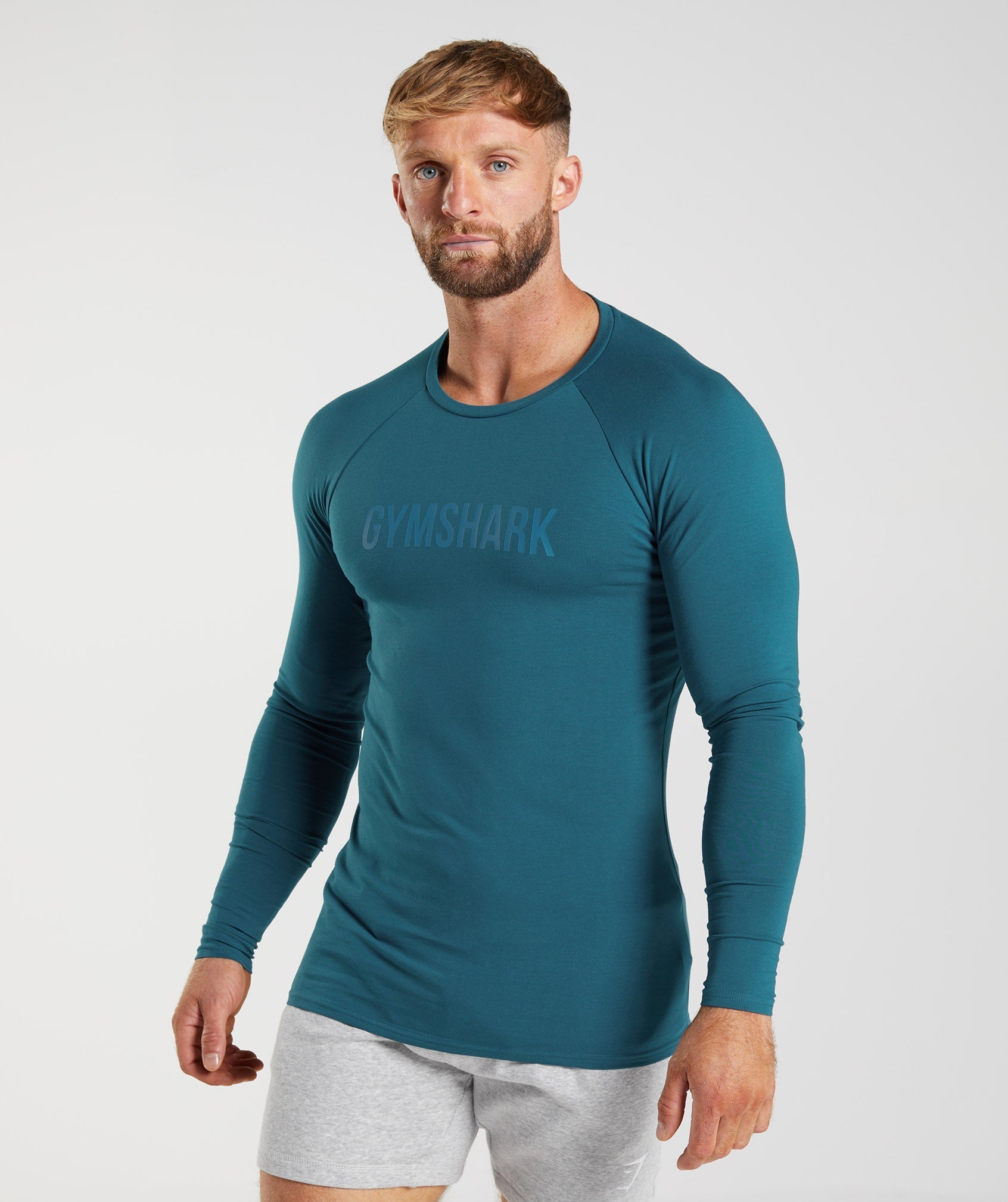 Blue Men's Gymshark Apollo Long Sleeve T Shirts | NKOZWL-974