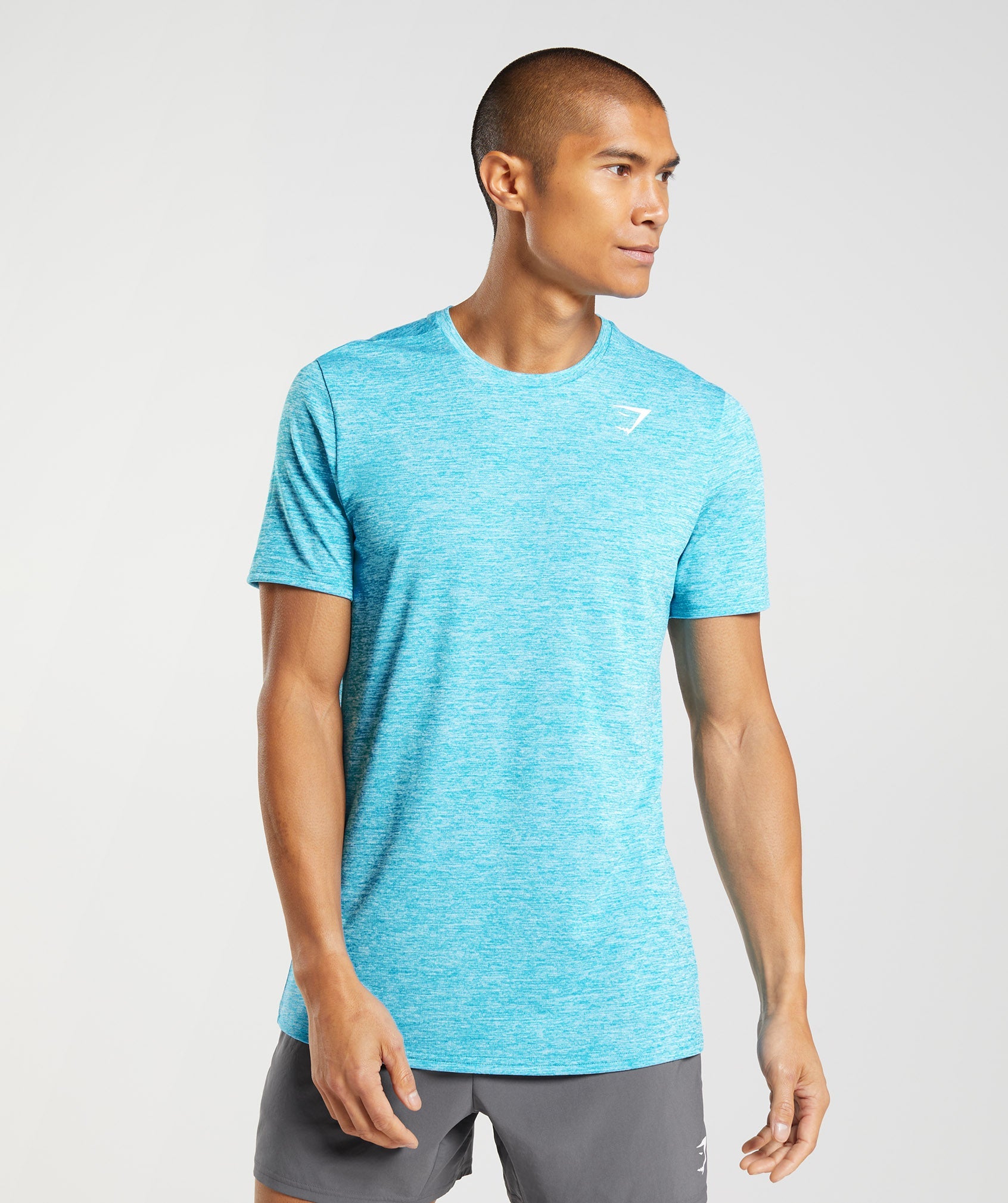 Blue Men's Gymshark Arrival Marl T Shirts | YAHJZC-894