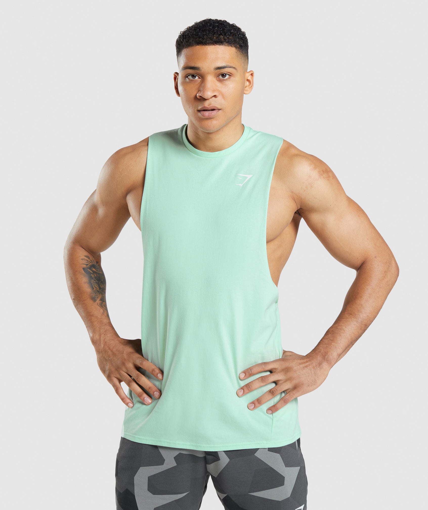 Blue Men's Gymshark Critical Drop Arm Tanks | LJYAIW-165