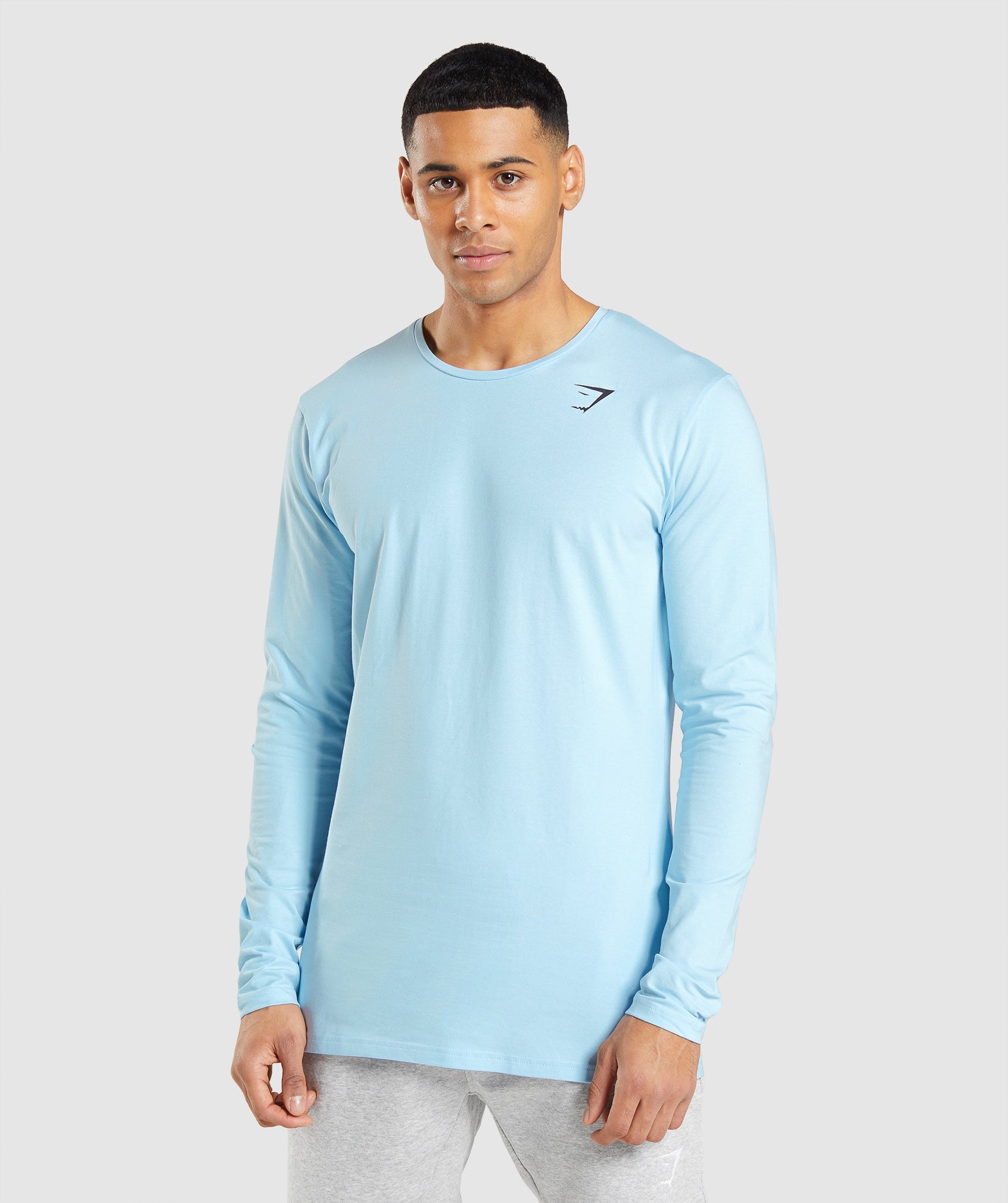 Blue Men's Gymshark Essential Long Sleeve T Shirts | VHGQOJ-739