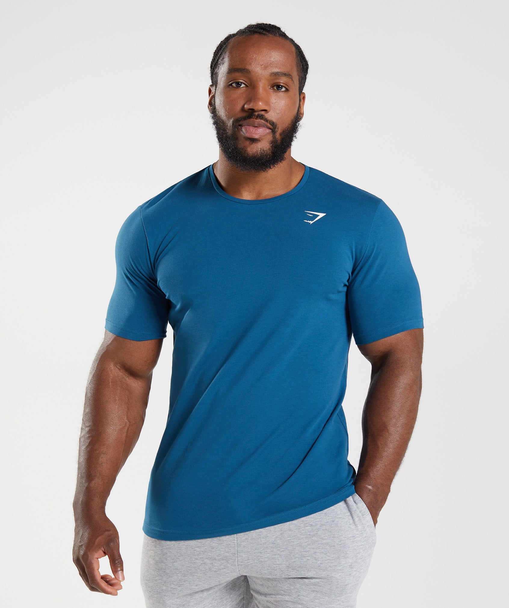 Blue Men's Gymshark Essential T Shirts | MSQPUT-847