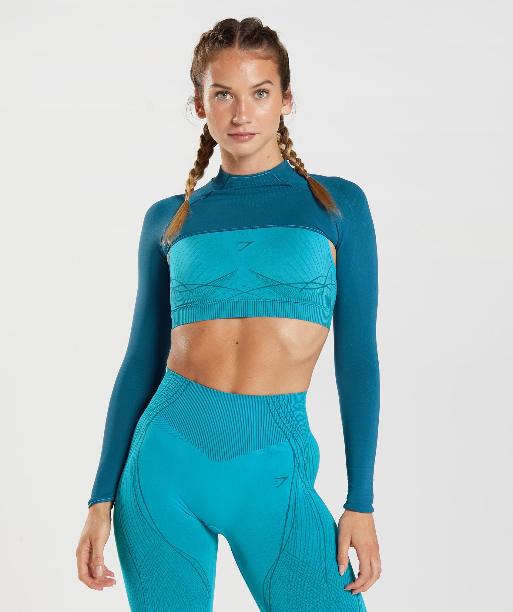 Blue Women's Gymshark Apex Seamless Shrug Sports Bra | YODAHT-679