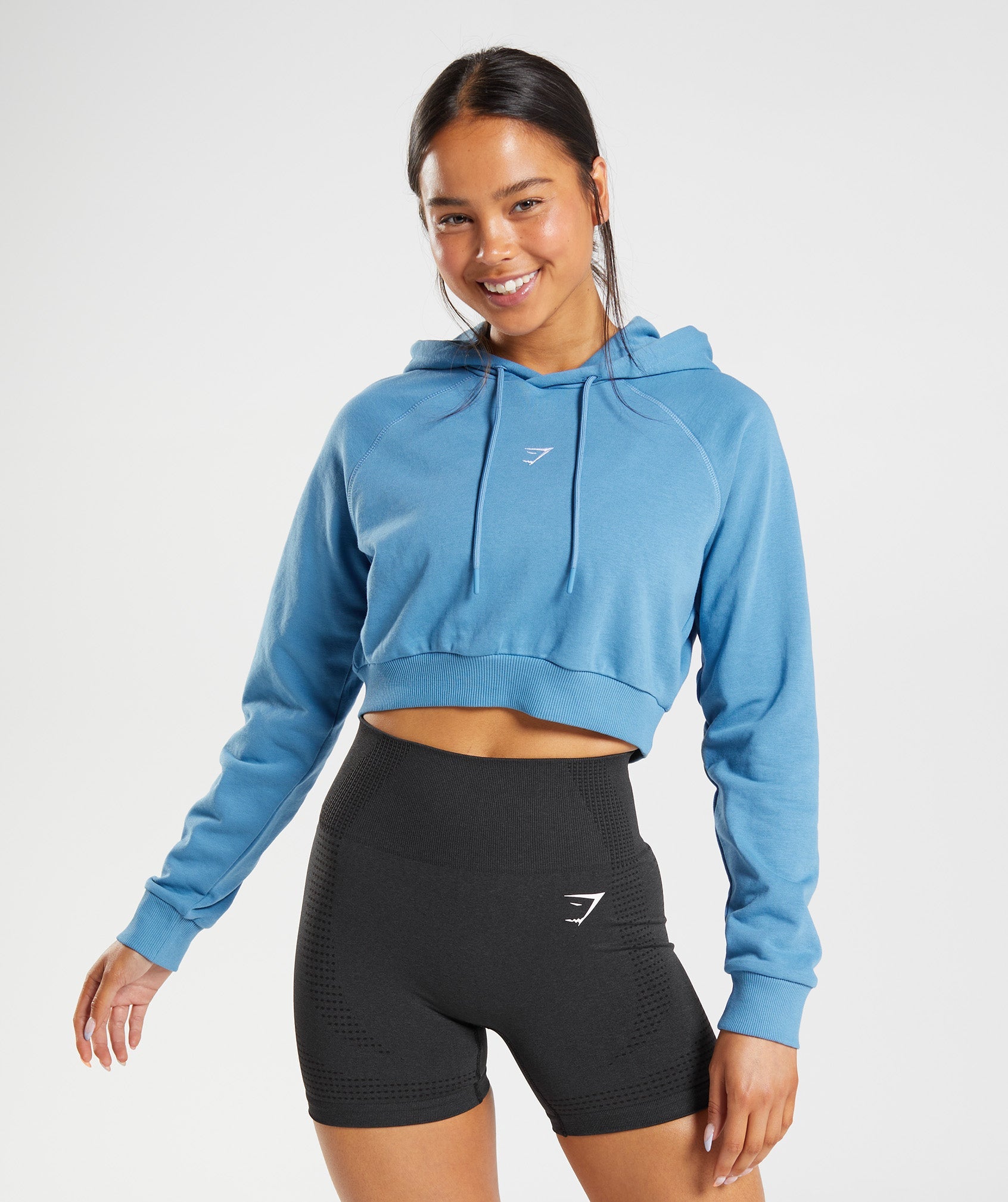 Blue Women's Gymshark Training Cropped Hoodie | RJVFXM-167