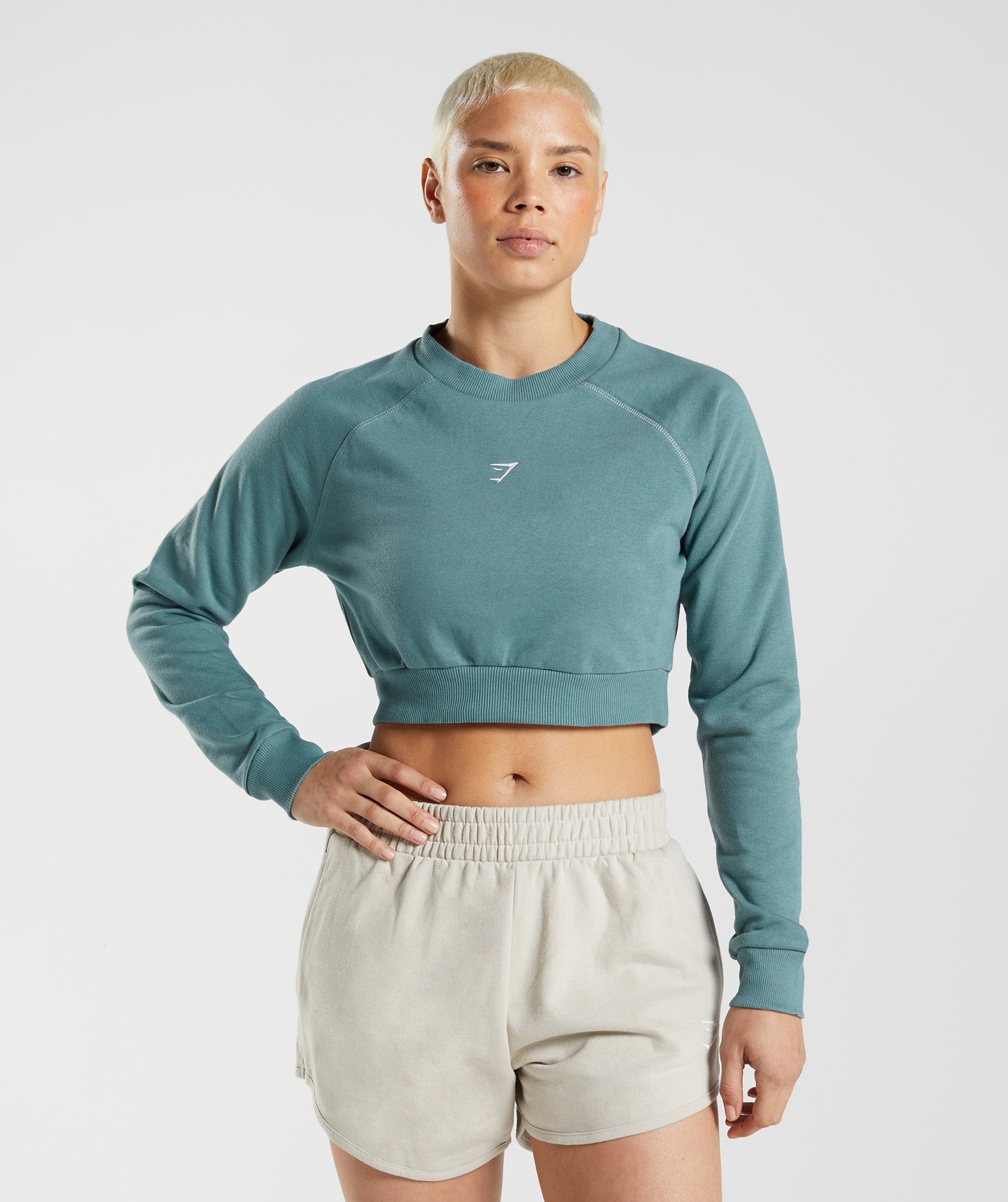 Blue Women's Gymshark Training Cropped Sweaters | GLKVYM-723