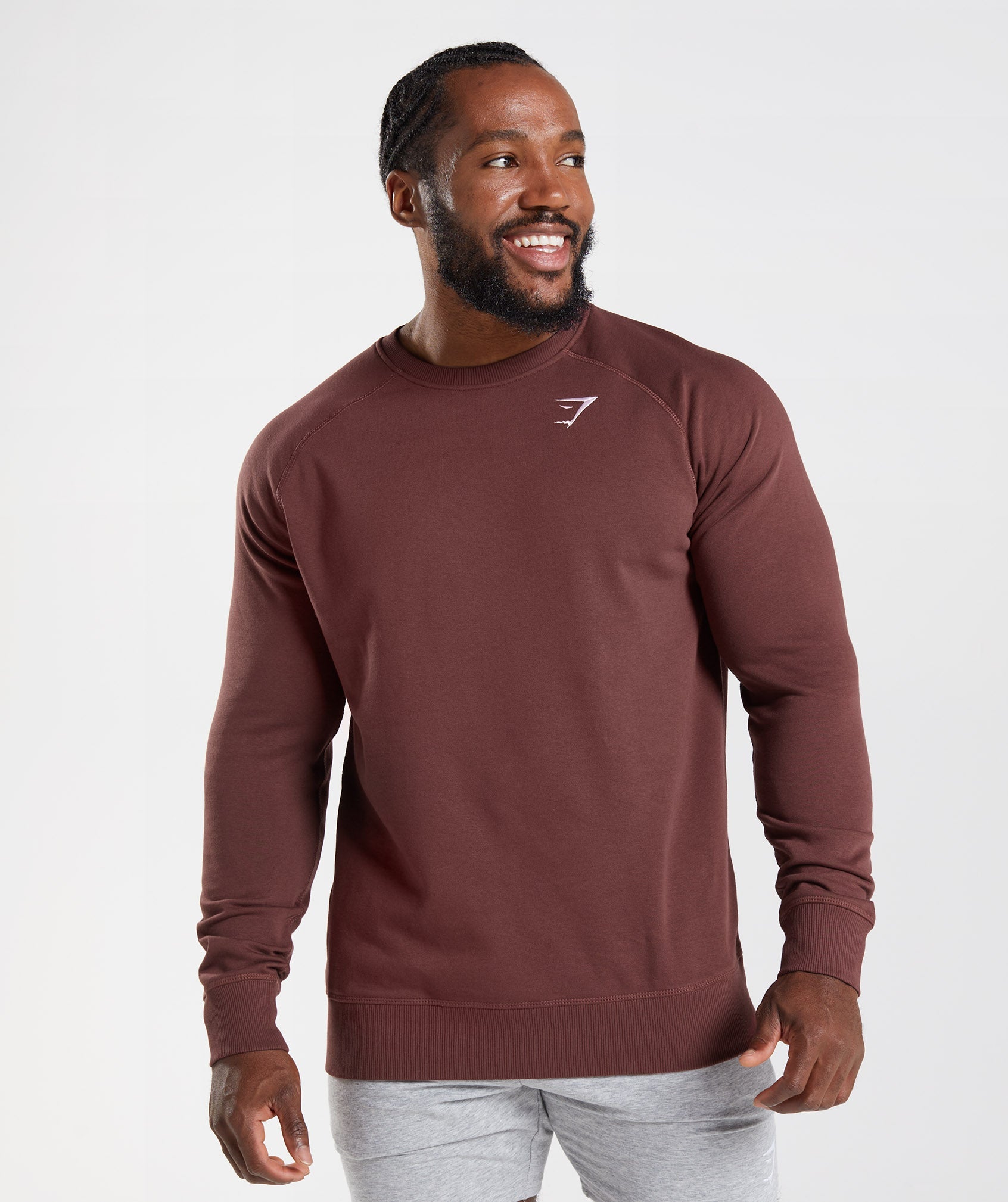 Brown Men's Gymshark Crest Sweatshirts | PRQWMT-563