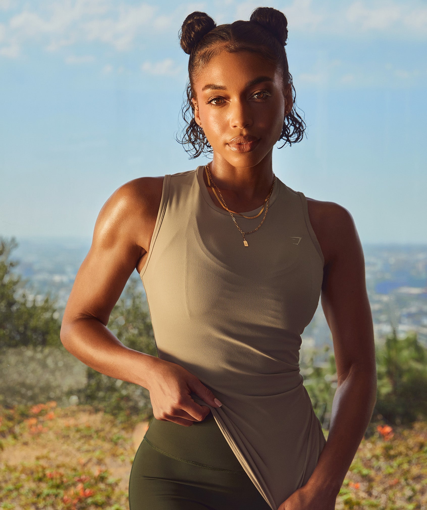 Brown Women's Gymshark Elevate Asymmetric Tanks | HOIFLR-201