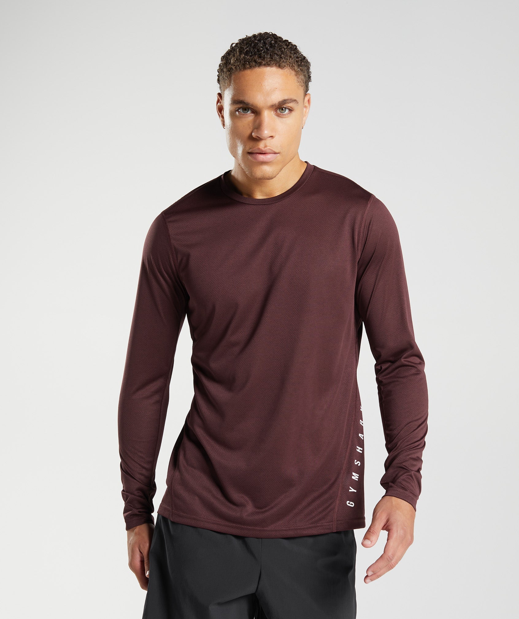 Burgundy / Black Men's Gymshark Sport Long Sleeve T Shirts | EQNAJC-569