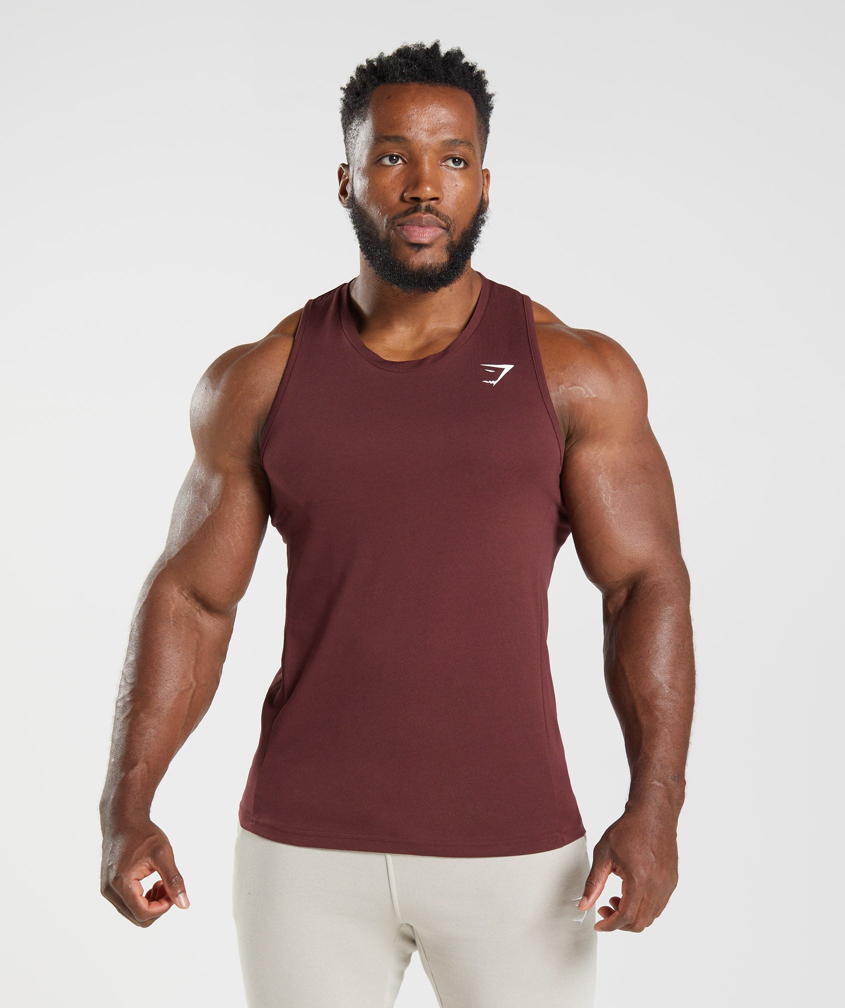 Burgundy Men's Gymshark React Tanks | UCHVFJ-473