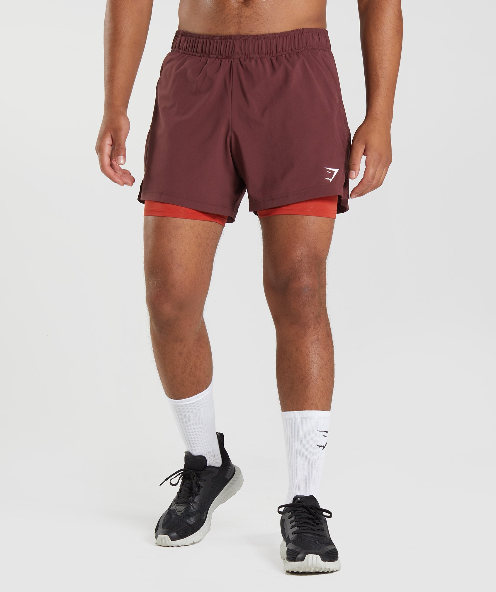 Burgundy Men's Gymshark Sport 5" 2 In 1 Shorts | VLMDXO-743