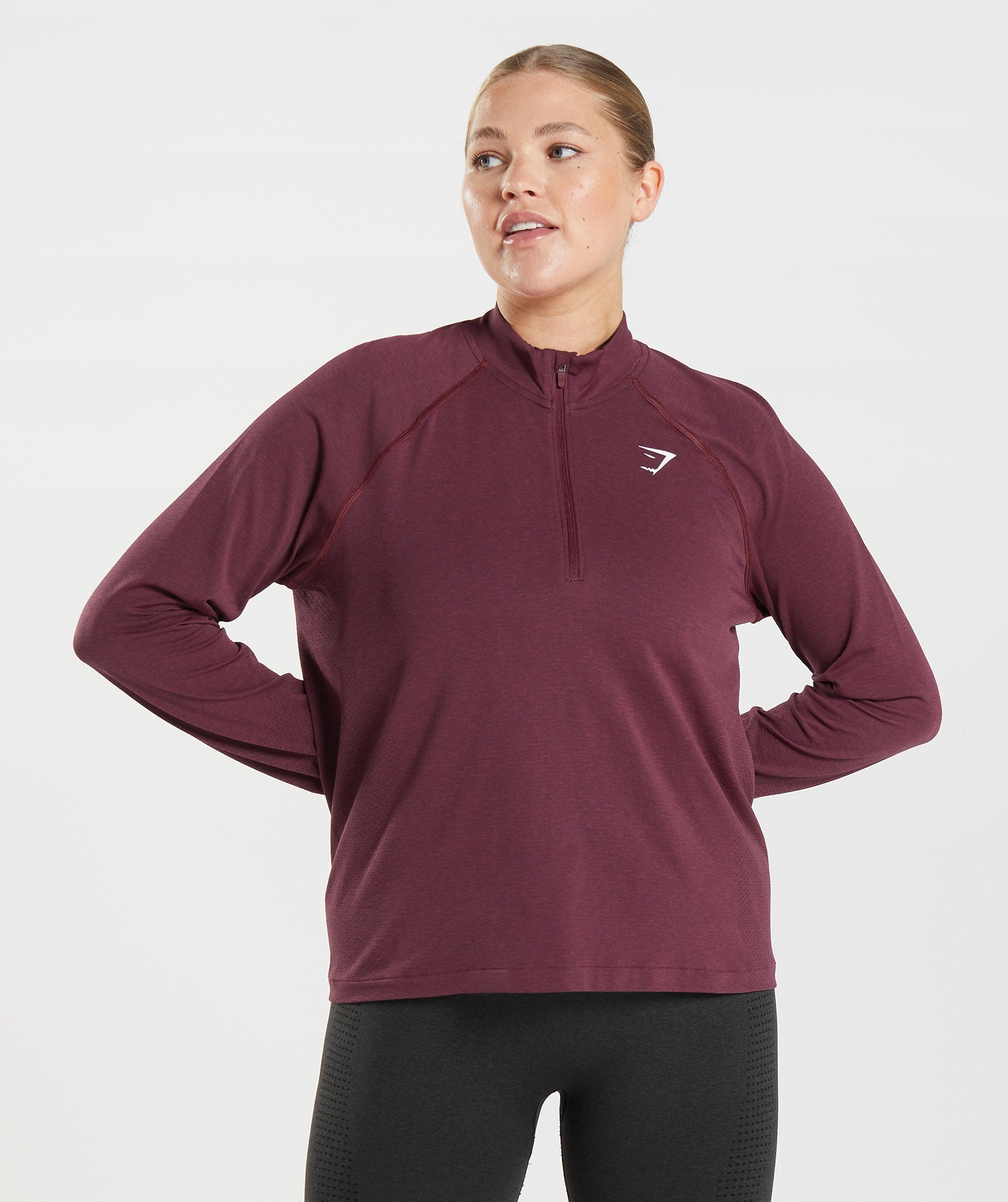 Burgundy Women's Gymshark Vital Seamless 2.0 1/2 Zip Pullover Sweatshirts | SLRVHT-503