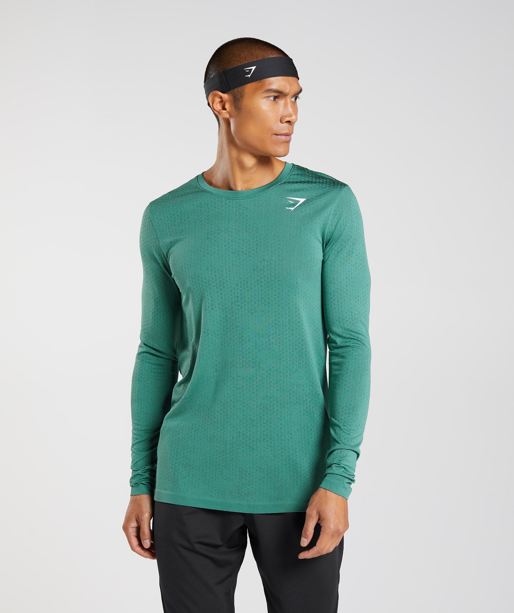 Green / Green Men's Gymshark Sport Seamless Long Sleeve T Shirts | NVAHKE-651