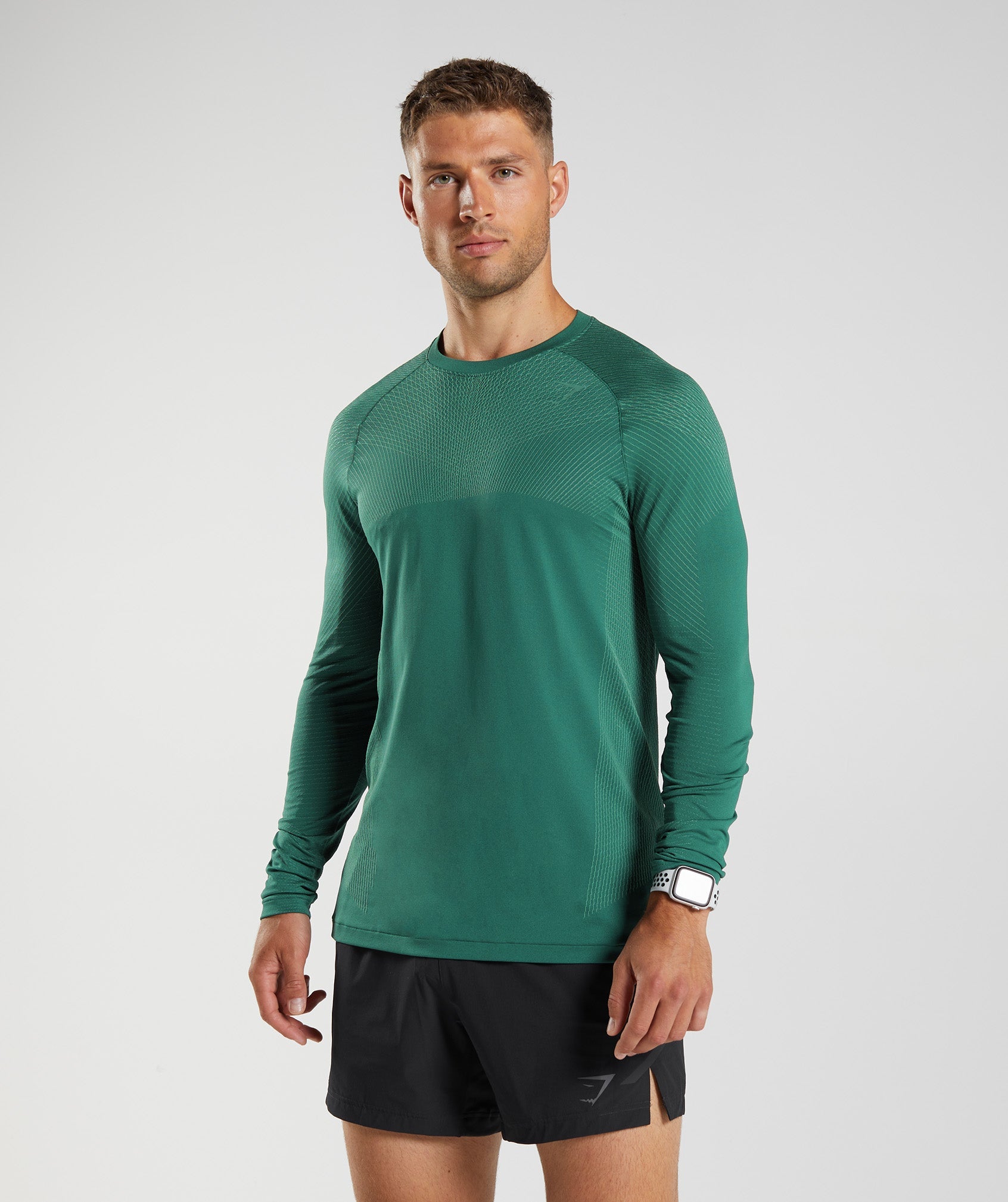 Green Men's Gymshark Apex Seamless Long Sleeve T Shirts | GBPXJU-128