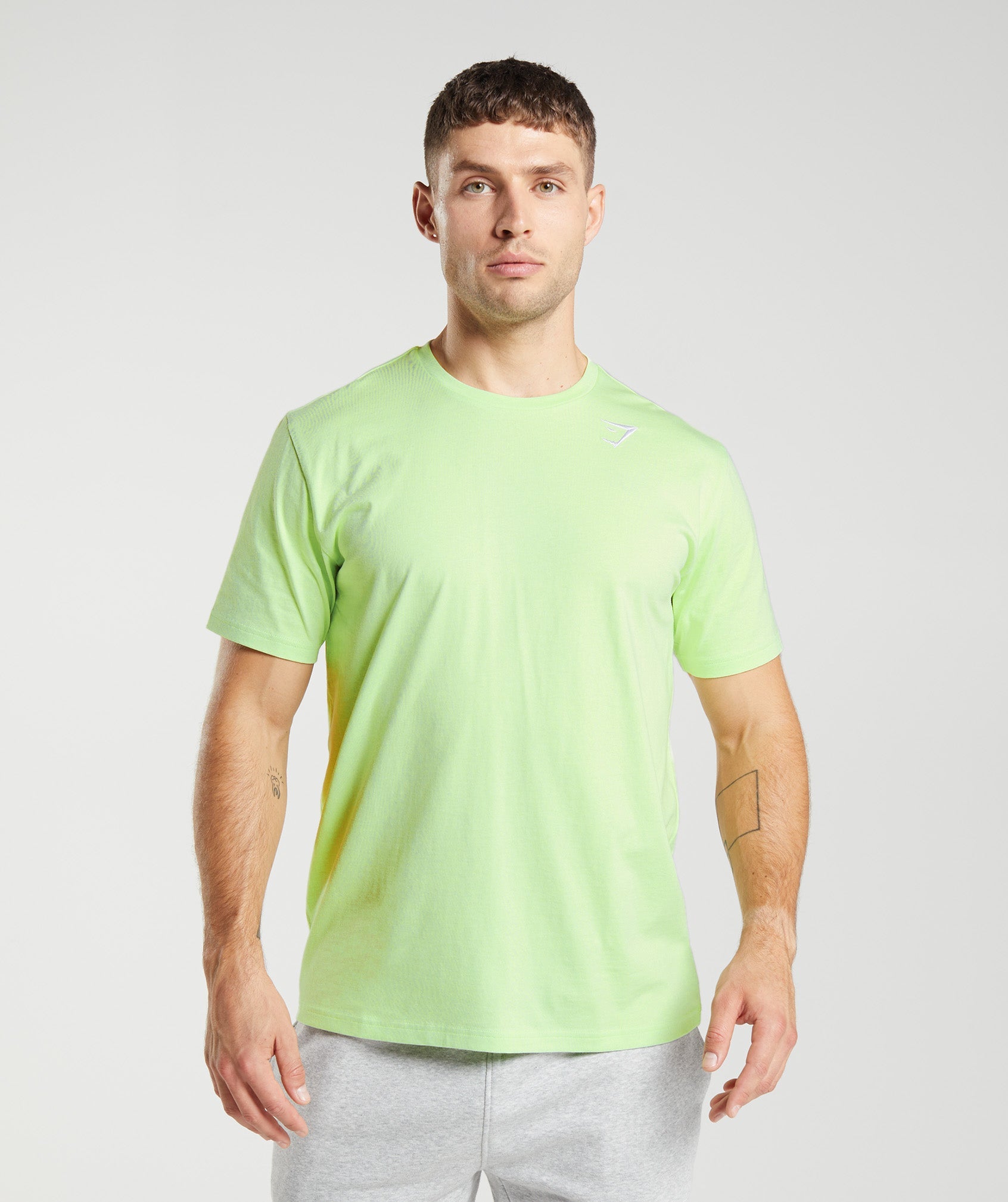 Green Men's Gymshark Crest T Shirts | ZWPLGD-203