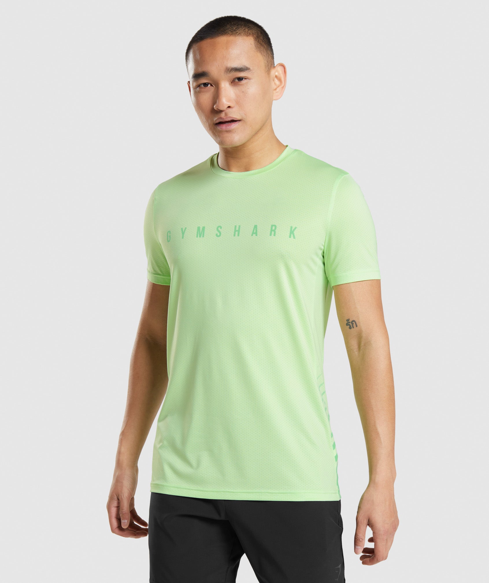 Green Men's Gymshark Sport Stripe T Shirts | MPSRVZ-784