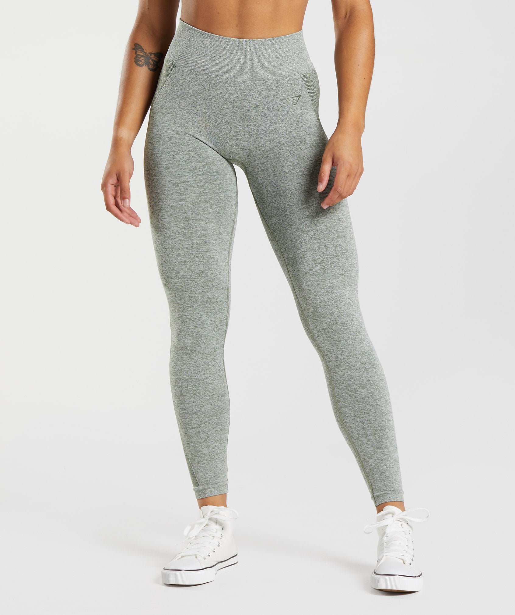 Green / White Women's Gymshark Flex High Waisted Leggings | CDGAKP-437