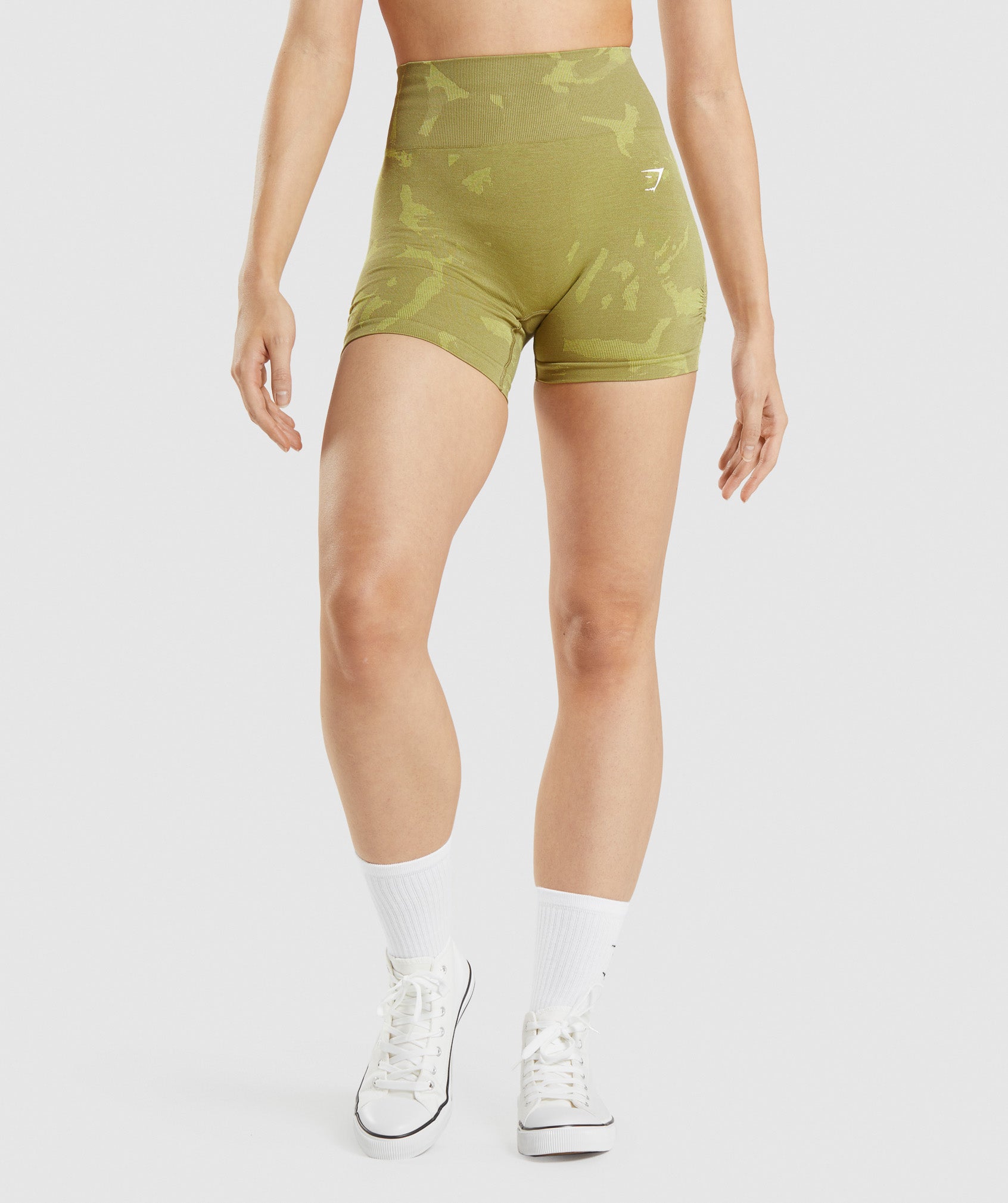 Green Women's Gymshark Adapt Camo Seamless Shorts | EYNLXP-490