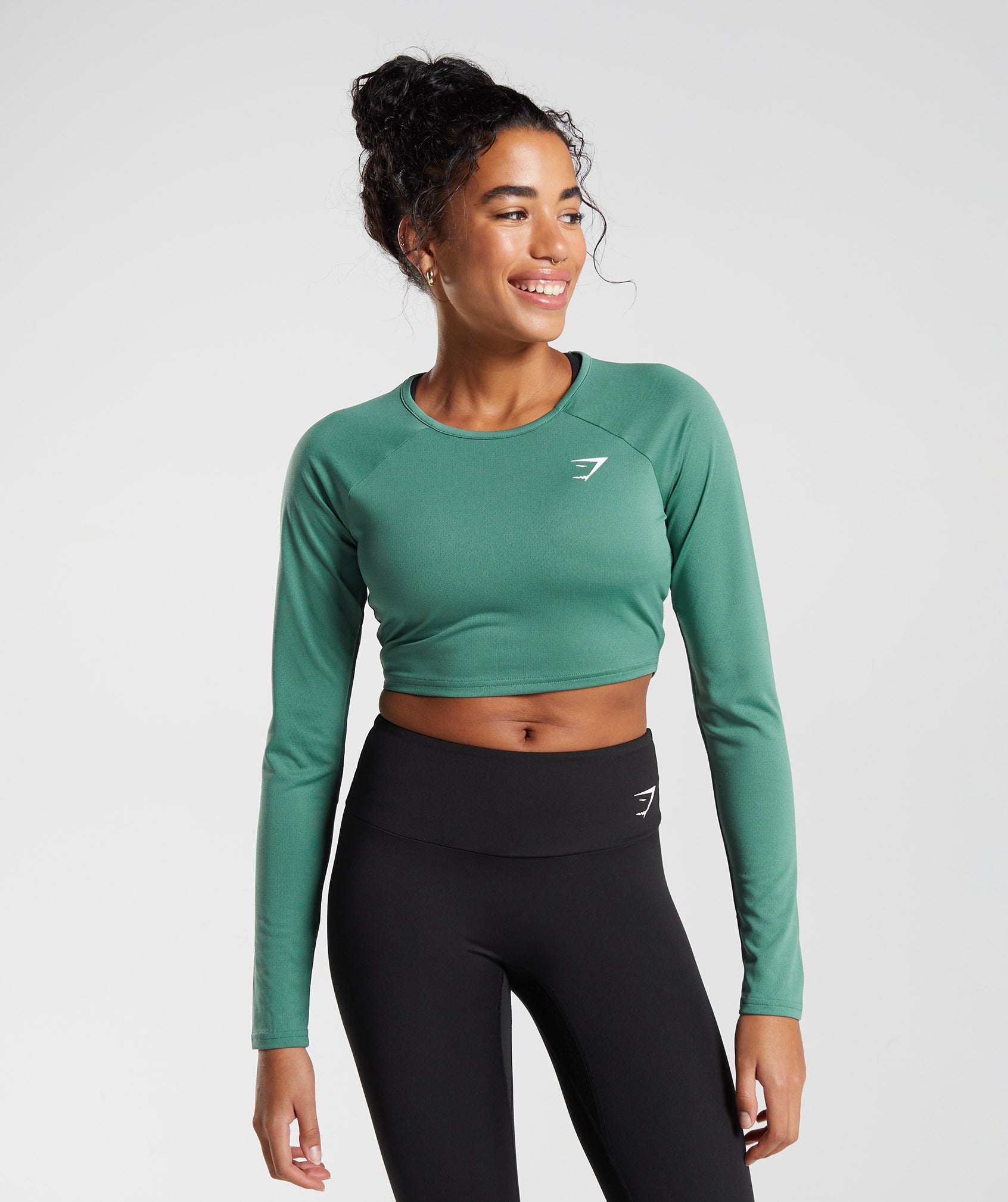 Green Women's Gymshark Training Long Sleeve Crop Tops | BIHSDN-165