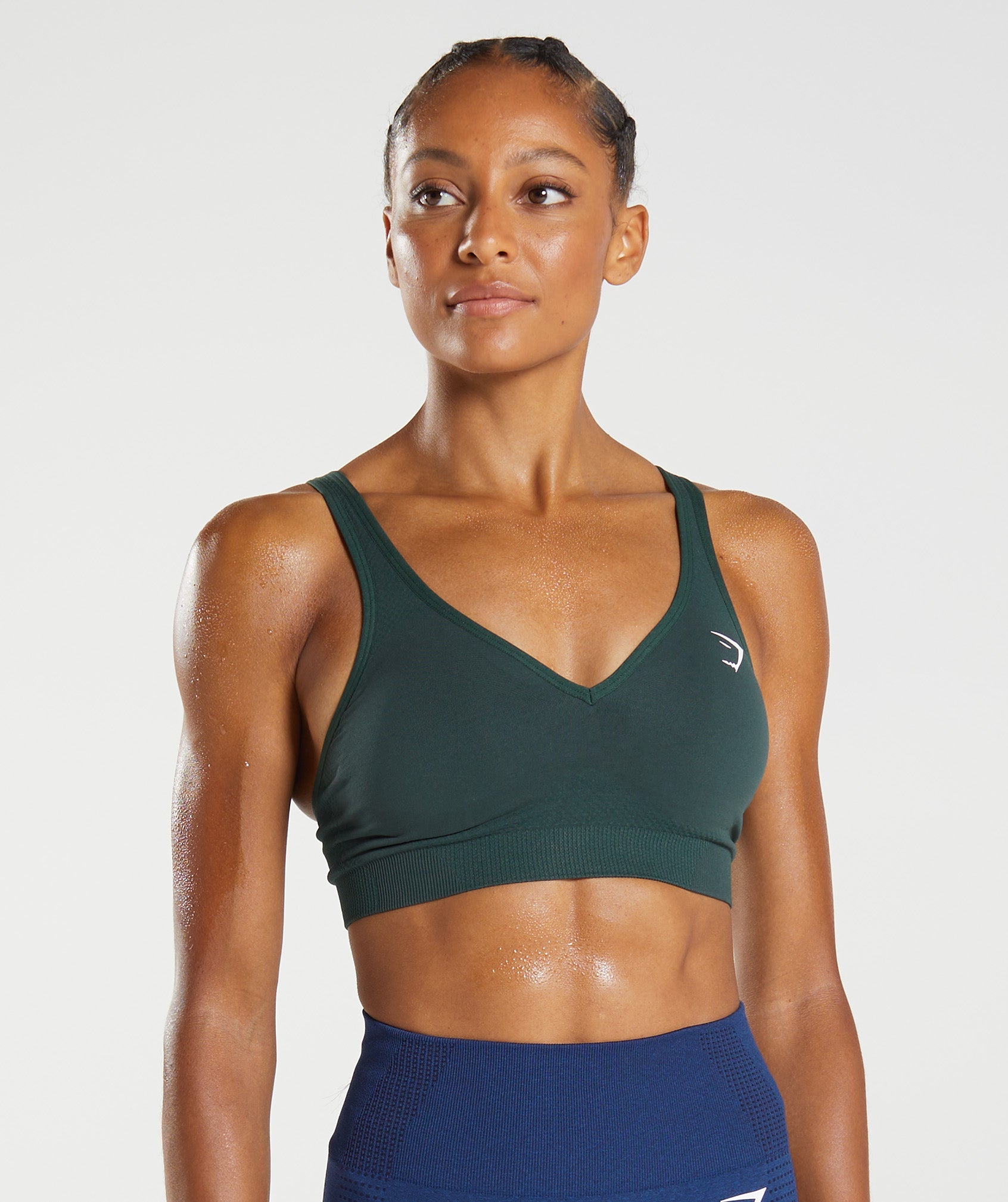 Green Women's Gymshark Vital Seamless 2.0 V Neck Sports Bra | EQOSWG-097