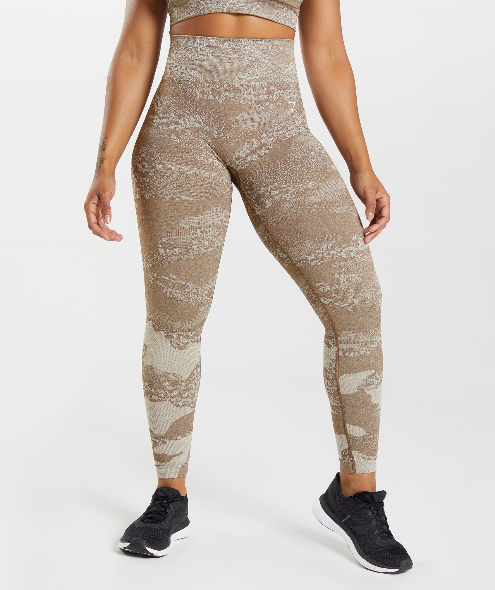 Grey / Brown Women's Gymshark Adapt Camo Seamless Leggings | TZNLQC-046