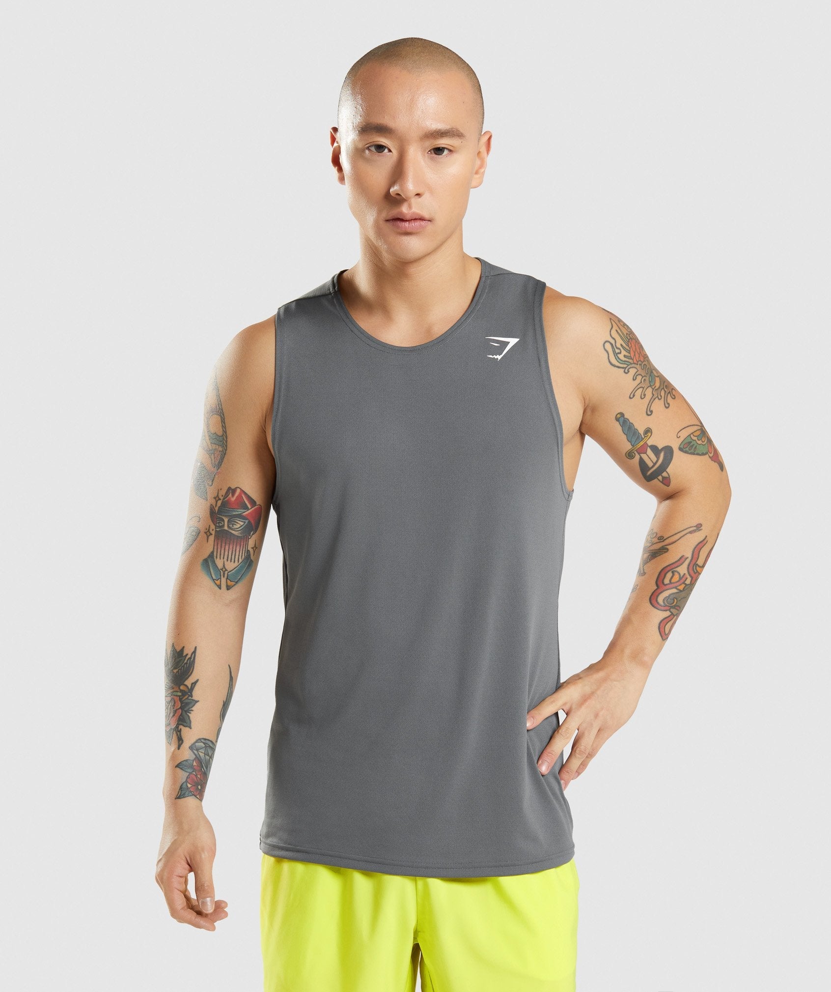 Grey Men's Gymshark Arrival Tanks | KNQXLY-573