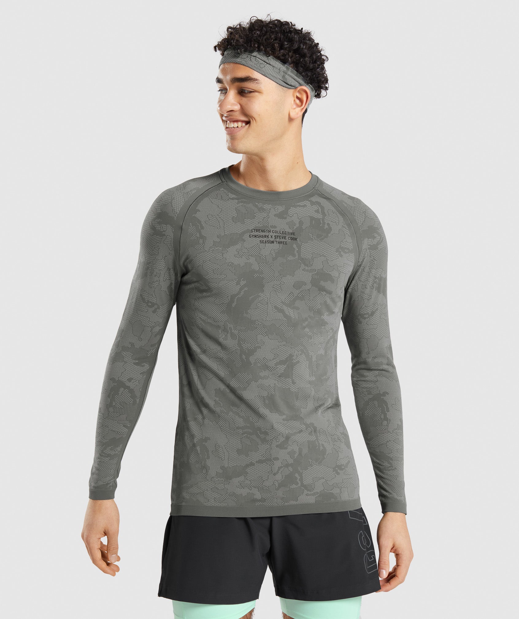 Grey Men's Gymshark Steve Cook Long Sleeve Seamless T Shirts | CJMHXZ-740