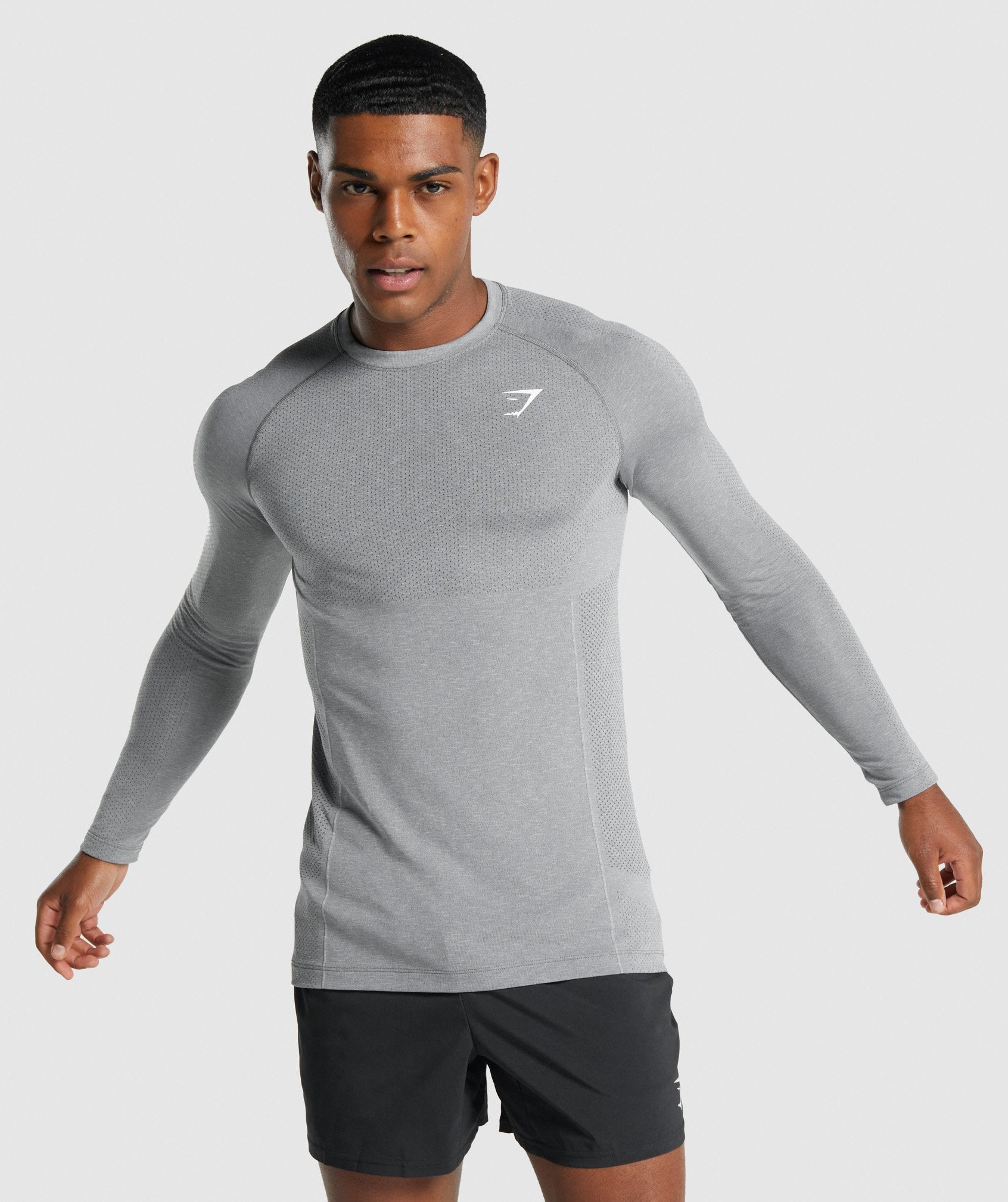 Grey Men's Gymshark Vital Light Seamless Long Sleeve T Shirts | FZJWHI-439