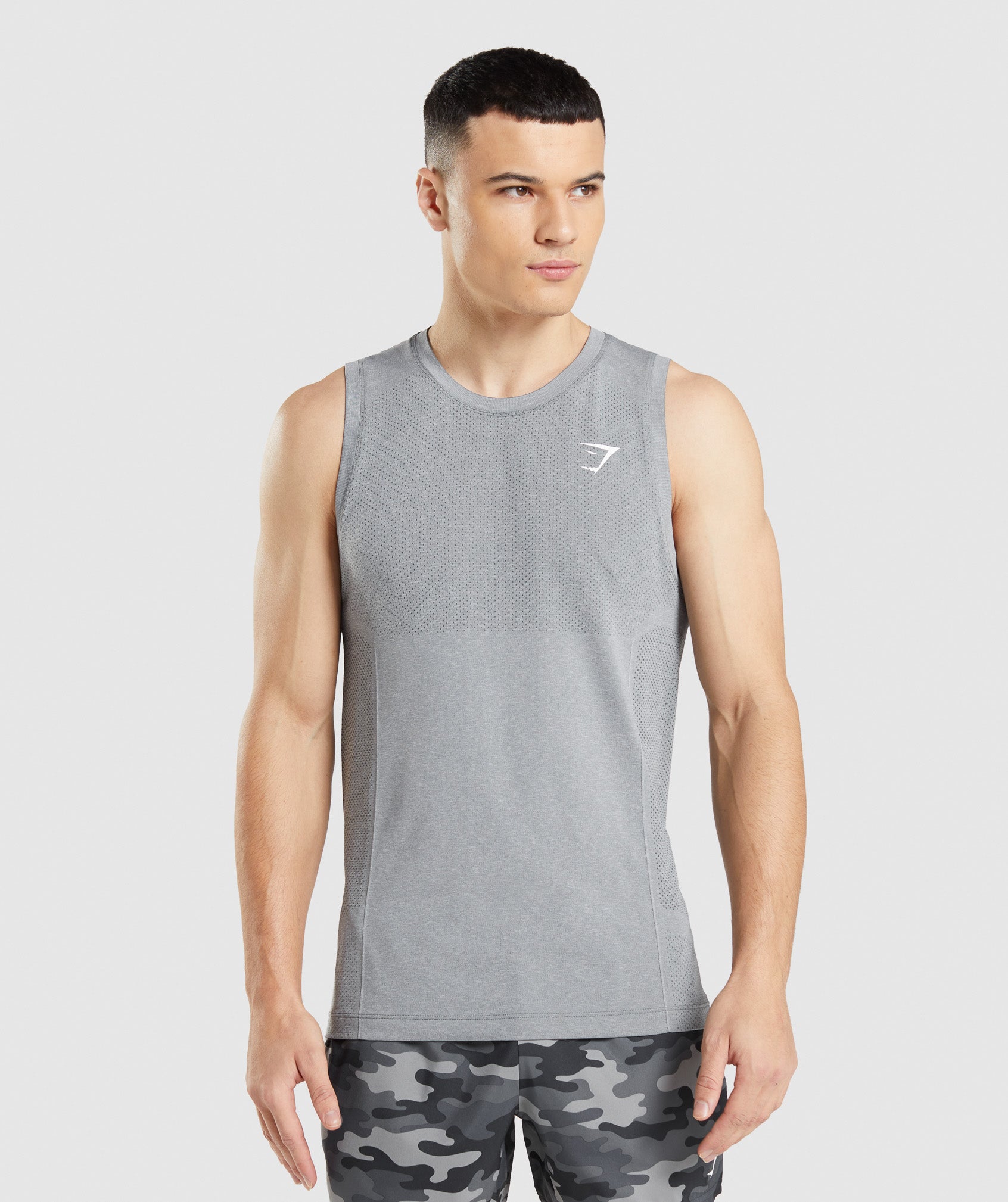 Grey Men's Gymshark Vital Seamless Light Tanks | IXAOBL-834