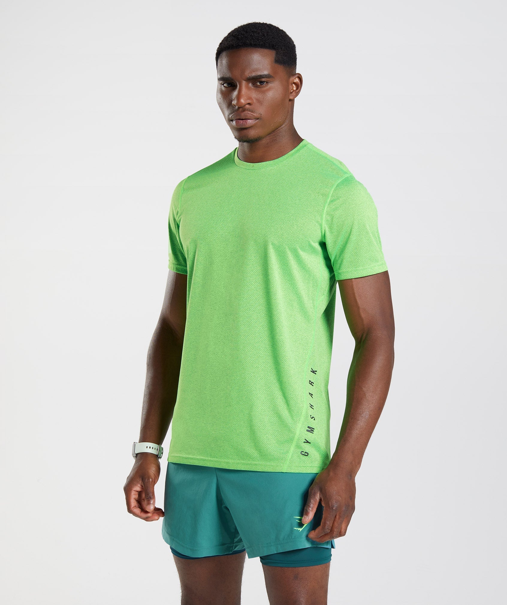 Light Green / Black Men's Gymshark Sport T Shirts | PEBLSD-164