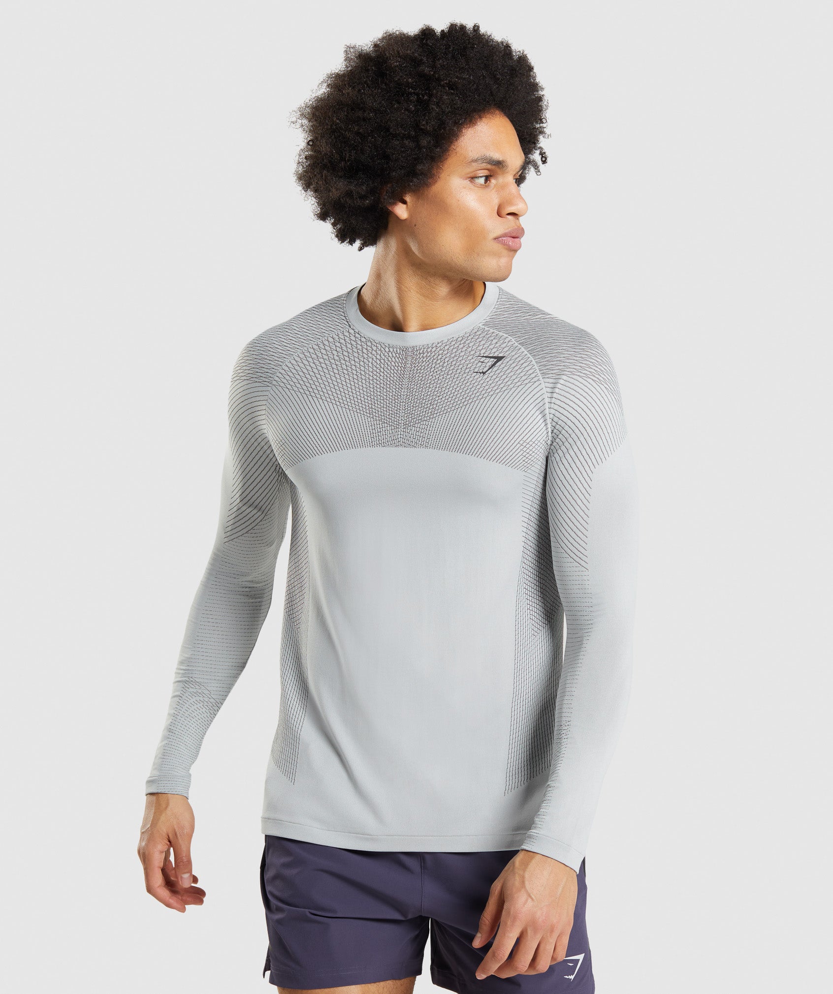 Light Grey Men's Gymshark Apex Seamless Long Sleeve T Shirts | YOVSJZ-485