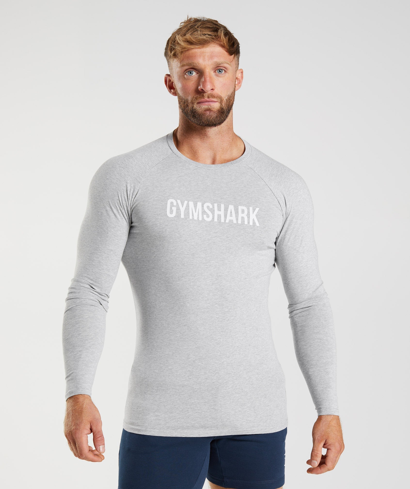 Light Grey Men's Gymshark Apollo Long Sleeve T Shirts | RSMNQO-287